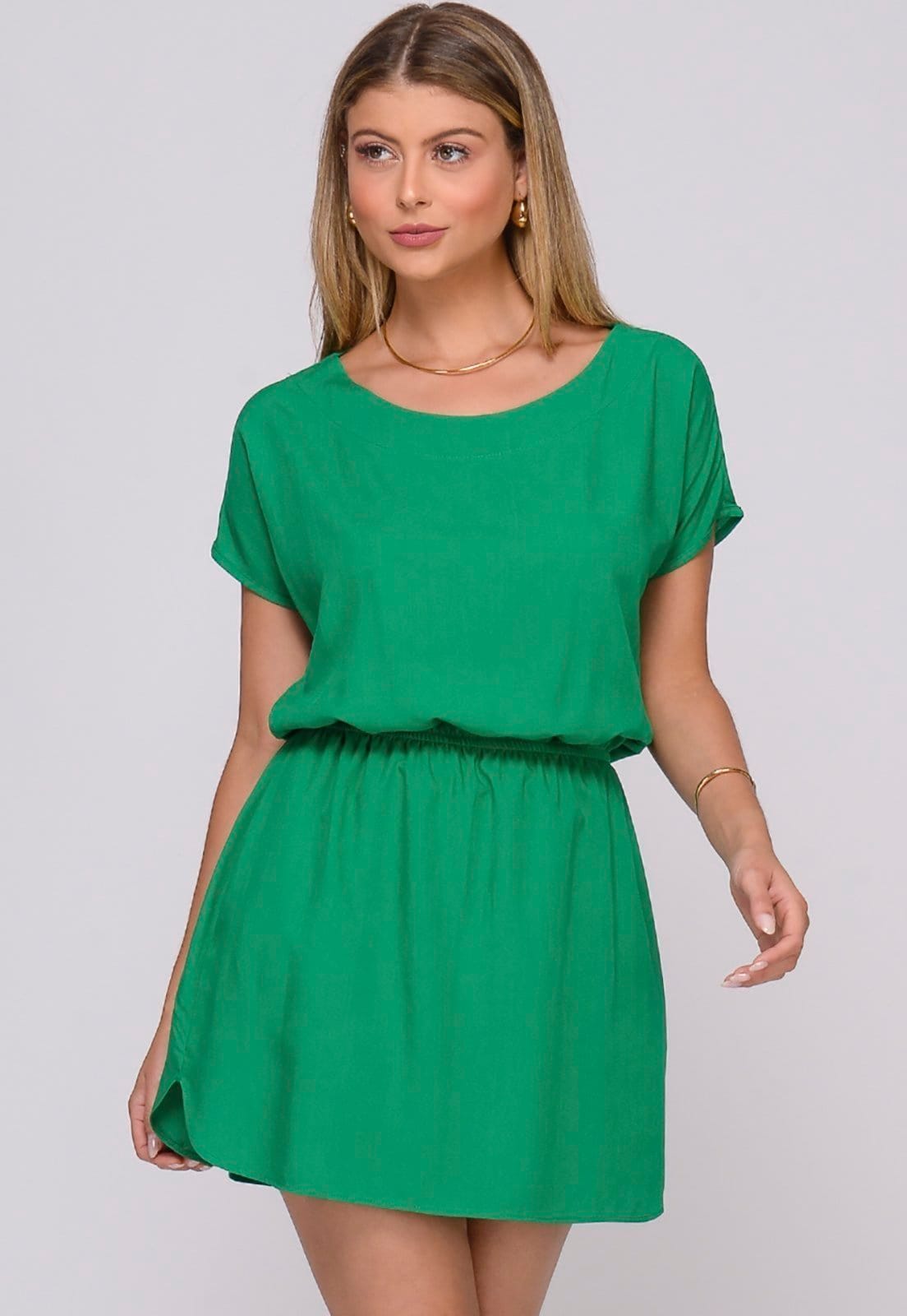 Vestido Curto M/C Elástico na Cintura Stela Bandeira