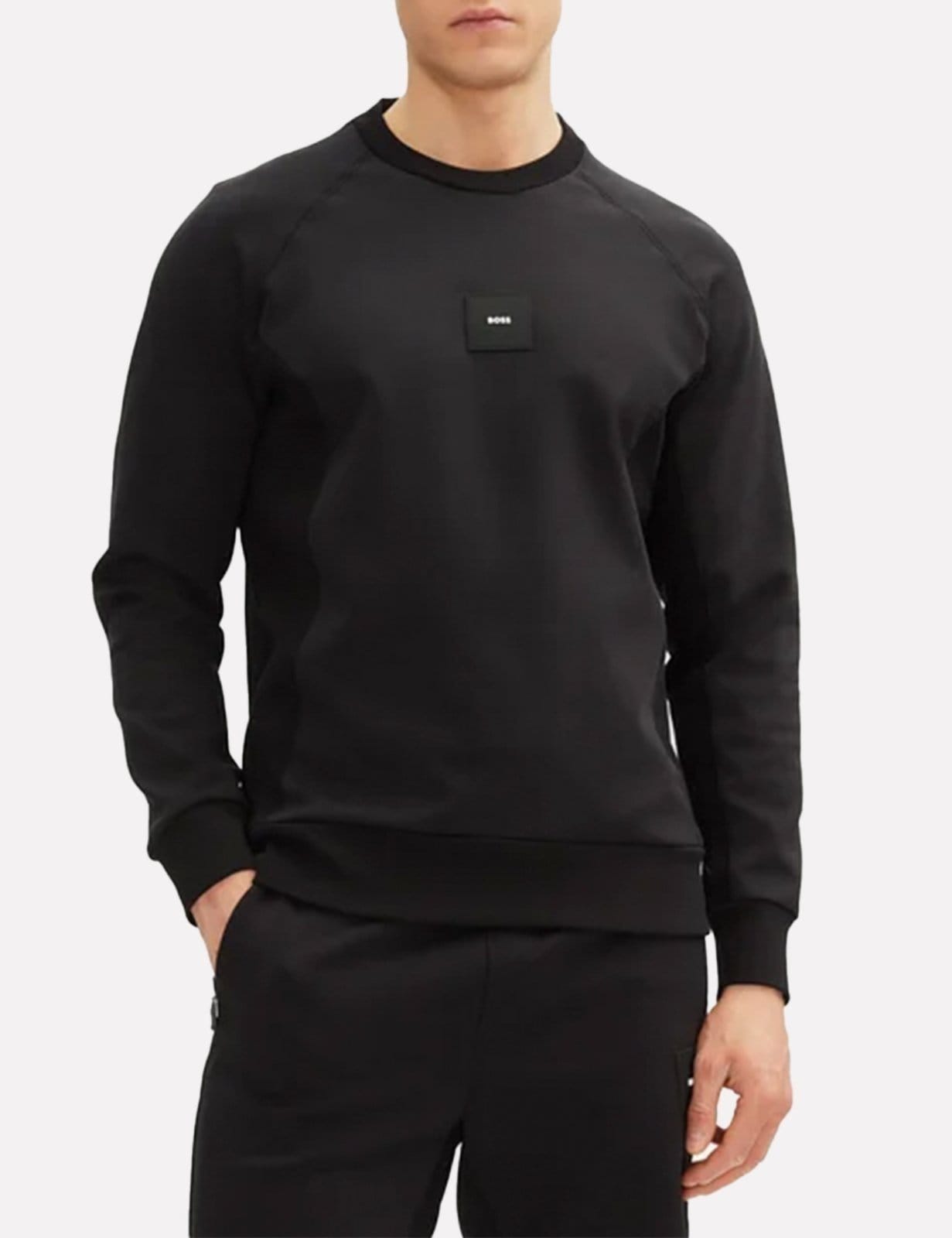 Blusa Hugo Boss Masculina Moletom Regular Fit Salbo Rib Preta