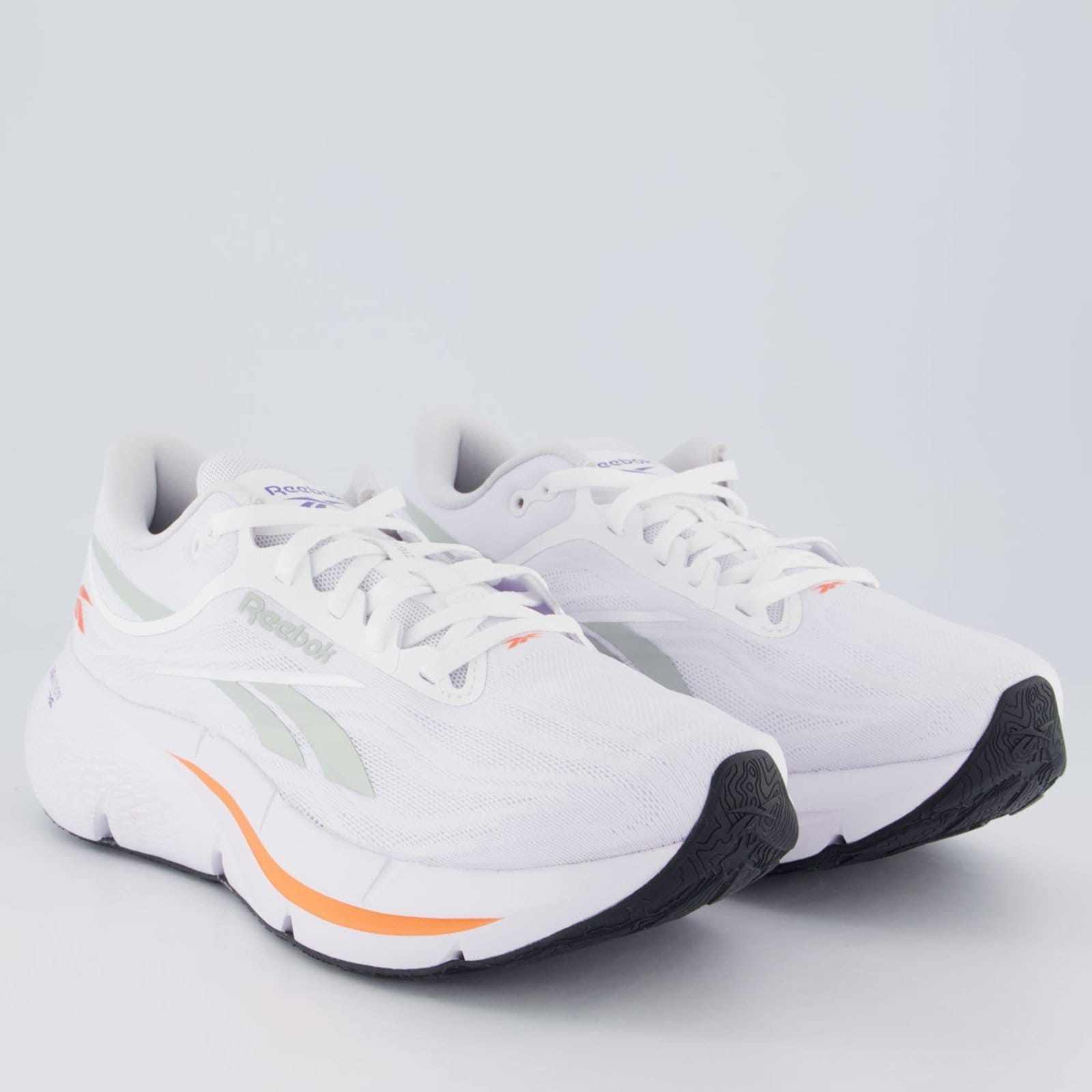Vista 2 Tênis Reebok Zignition e Laranja Reebok branco