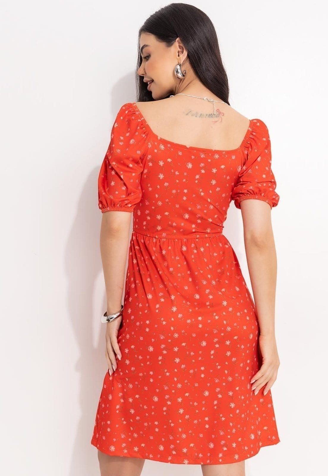 Vista 2 Vestido Em Malha Fria Liberty Quintess vermelho