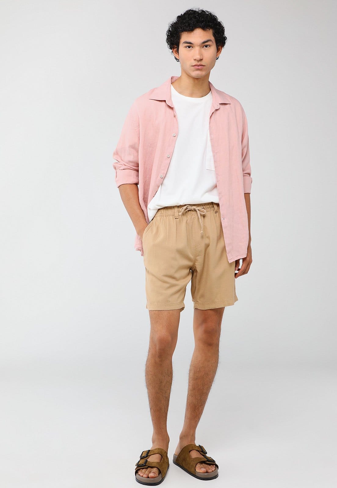 Vista 2 Bermuda Masculina Aeropostale Cintura Elástica Aeropostale bege