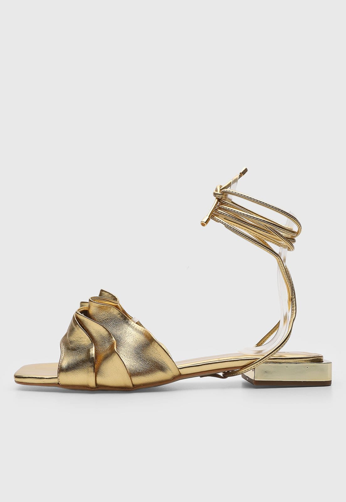 Rasteira Fechada Feminina Lança Perfume Drapeada Dourada