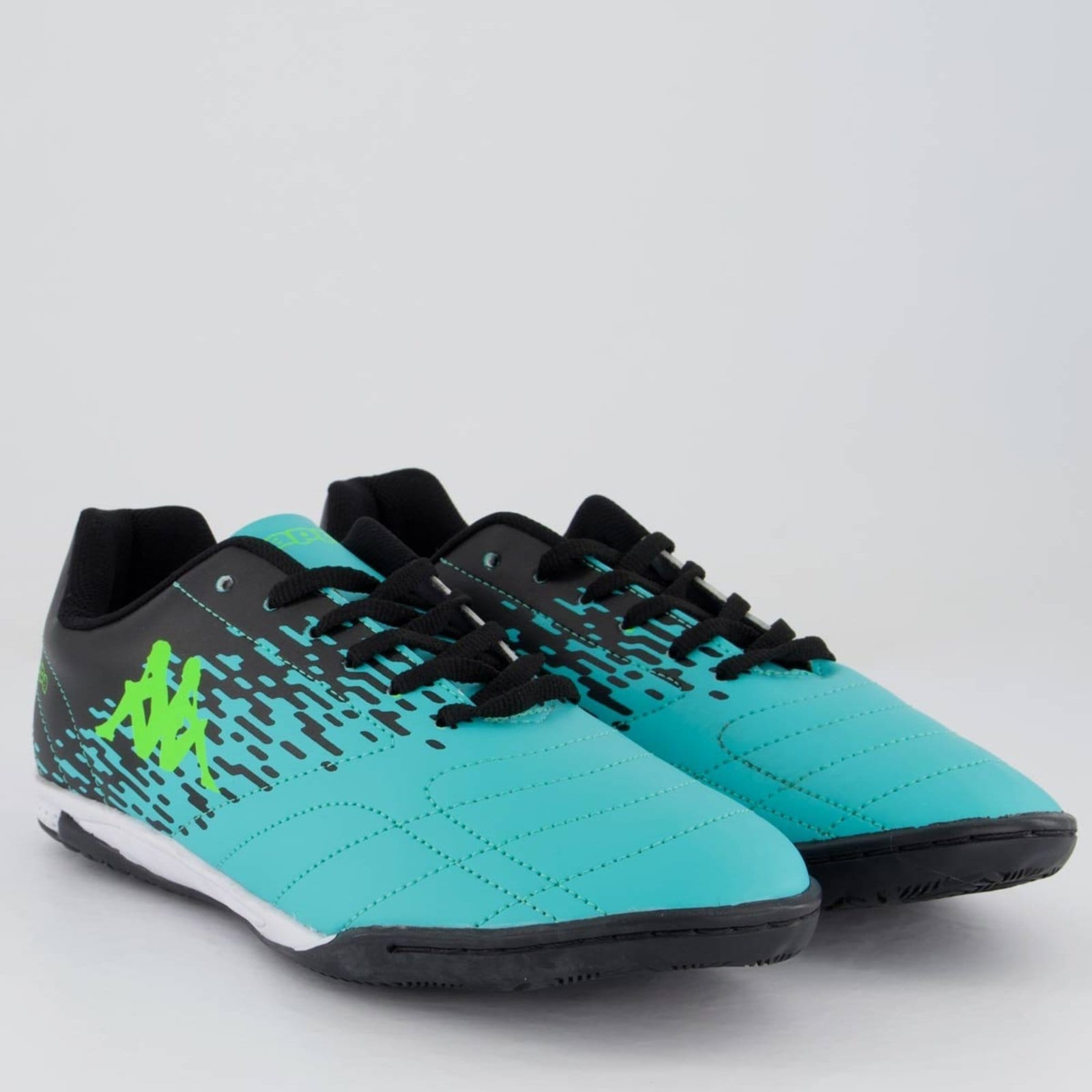 Vista 2 Chuteira Kappa San Diego Futsal Preta e Verde Kappa preto verde