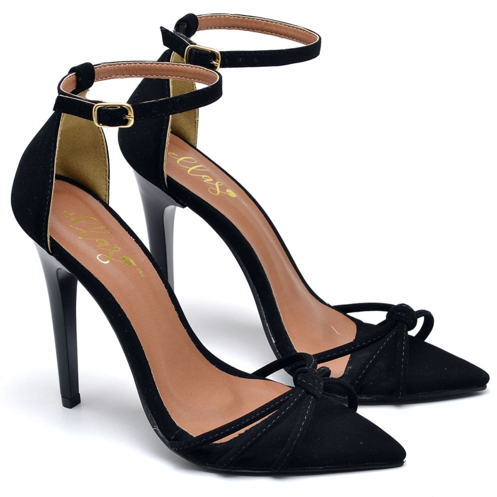 Sandália Bico Folha Salto Alto Nobuck Ella's