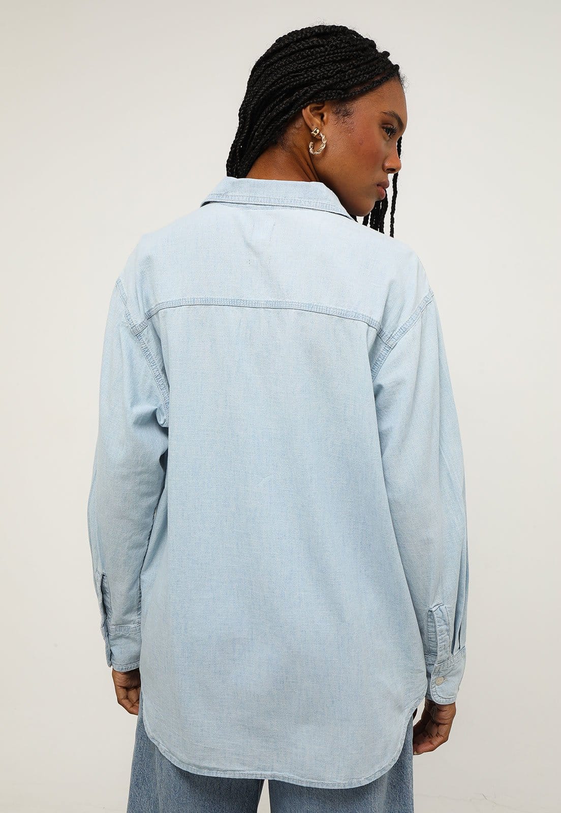 Vista 2 Camisa Jeans GAP Oversized GAP azul