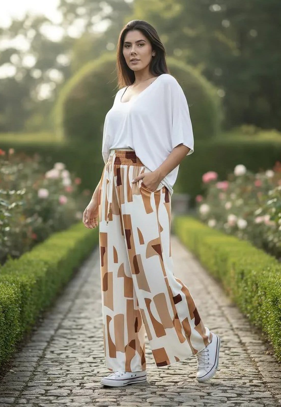 Calça CabanaFree Pantalona Elastic Estampa Nozes Organic