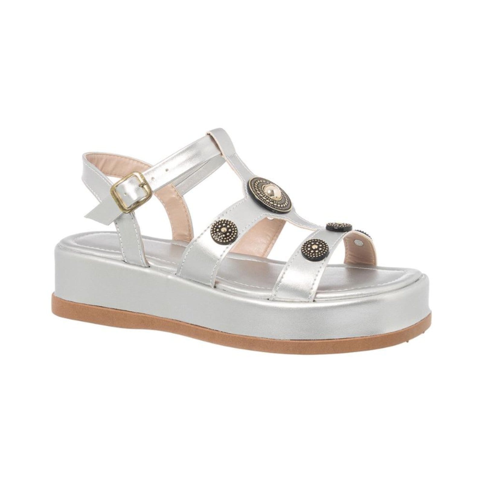 Vista 2 Sandália Papete Flatform Feminino Almofadada Plataforma Moda Stessy Shoes prata