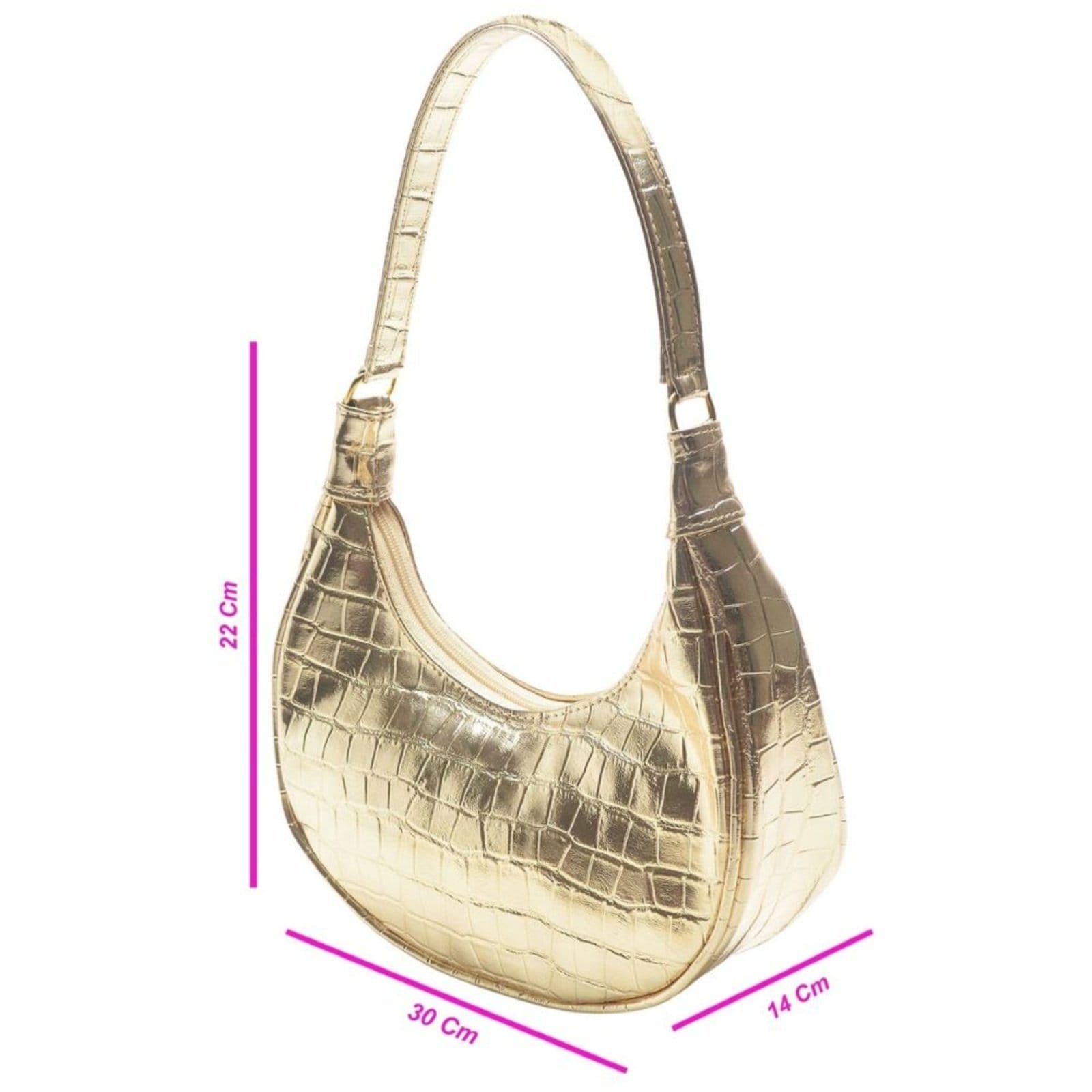 Vista 2 Bolsa Feminina Anna Andrade Bolsa Pequena Meia Lua Tiracolo De Ombro Moda Festa Anna Andrade dourado