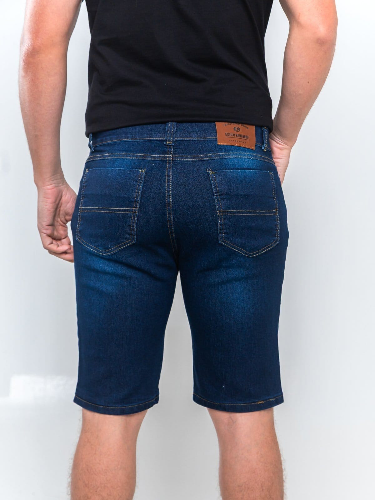 Vista 2 Bermuda Jeans 5 Estilos Escura Modesta e Elegante Masculina 5 ESTILOS azul marinho
