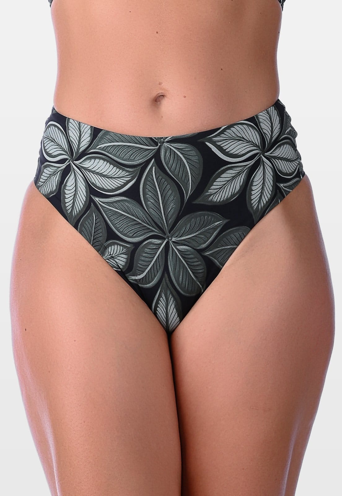 Calcinha Summer Soul Fio Dental Duplo Cintura Alta Folhagem Verde