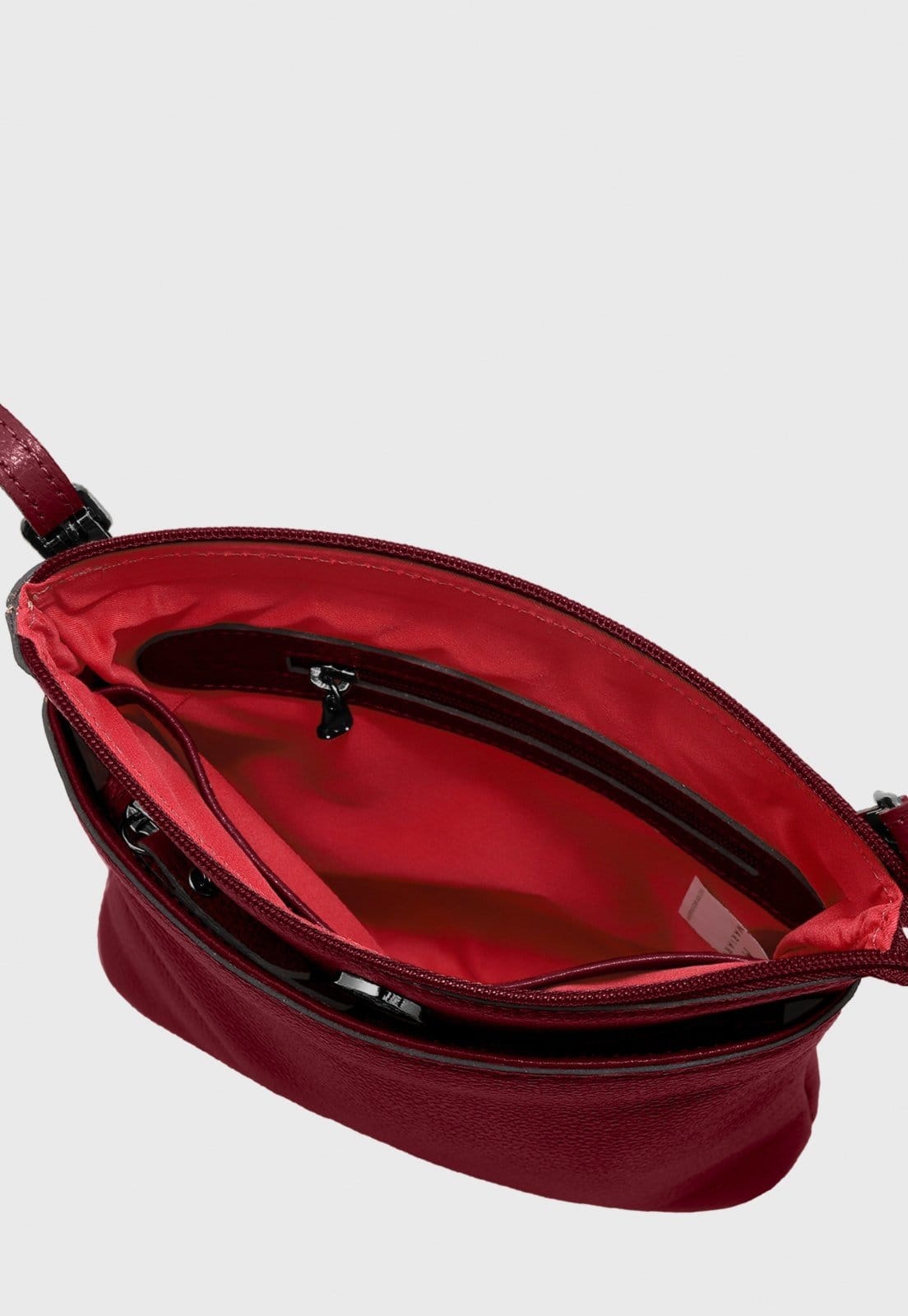 Vista 2 Bolsa Transversal Couro Mariart Itacaré Cereja Mariart vermelho