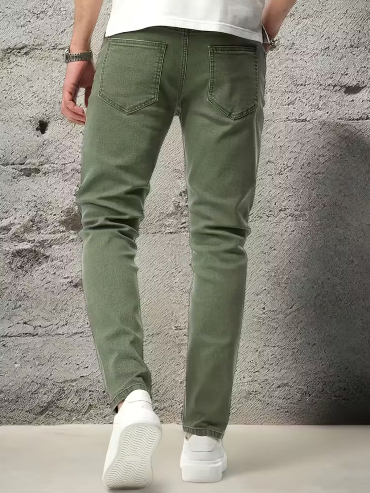 Vista 2 Calça Jeans Sarja 5 Estilos Militar Confortavel e Basica 5 ESTILOS verde/verde militar verde