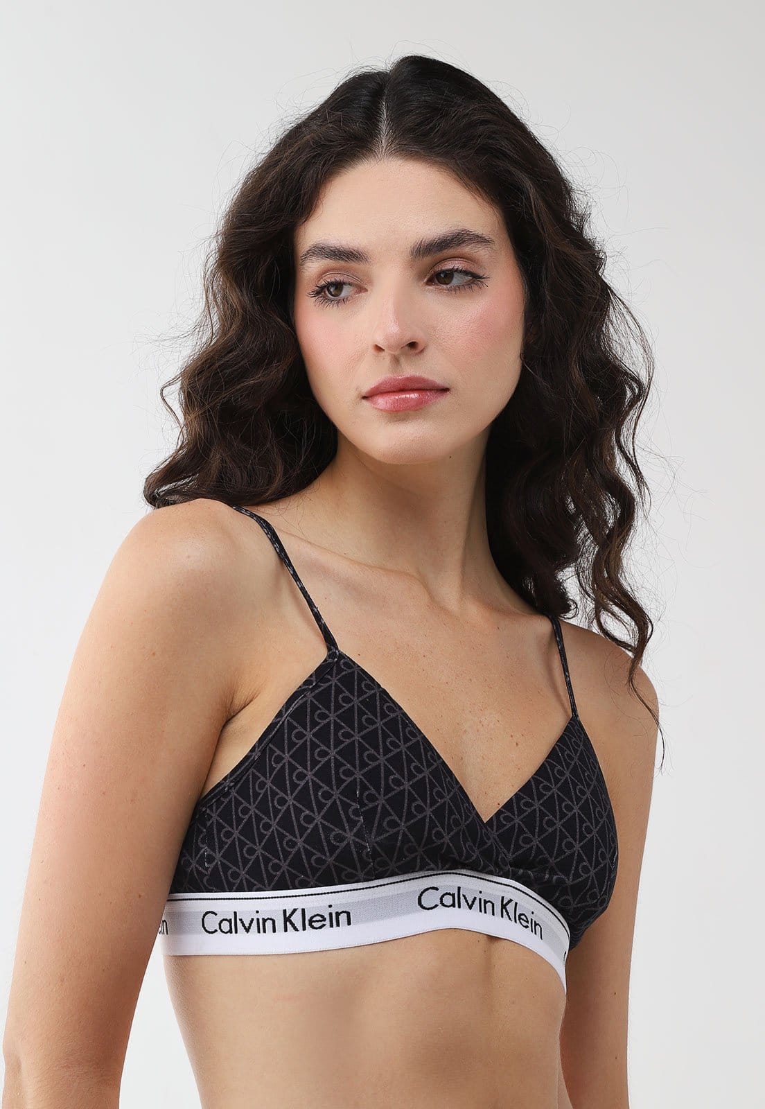 Vista principal Top Feminino Calvin Klein Underwear Modern Cotton Estampado Calvin Klein Underwear preto