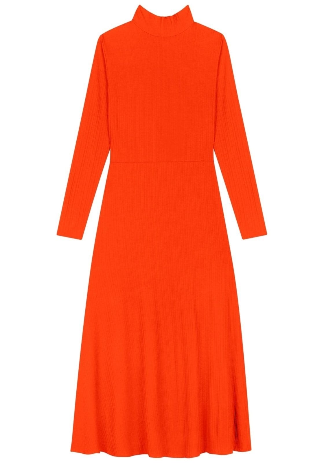 Vista 2 Vestido Midi Chá Em Malha Canelada Com Abertura Nas Costas Lez a Lez laranja