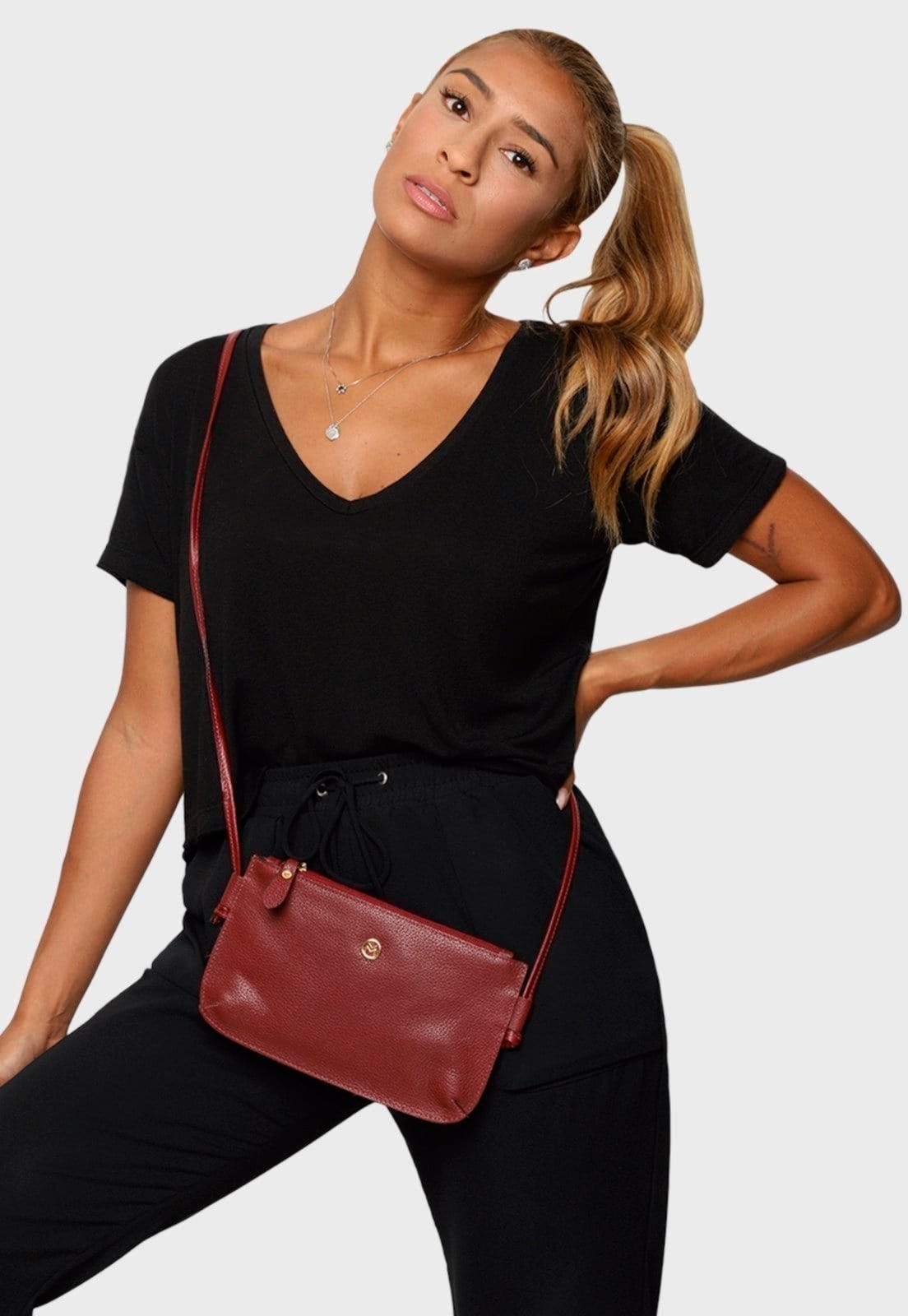 Bolsa Transversal Couro Mariart 201MRT Cereja