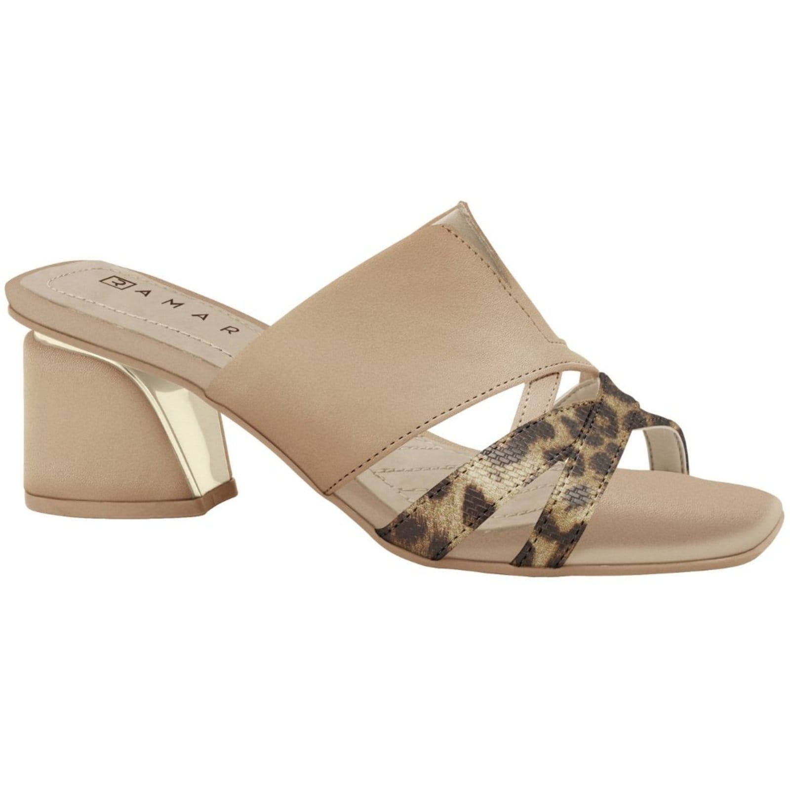 Tamanco Feminino Camel Salto Médio Bloco Ramarim 2528101-6