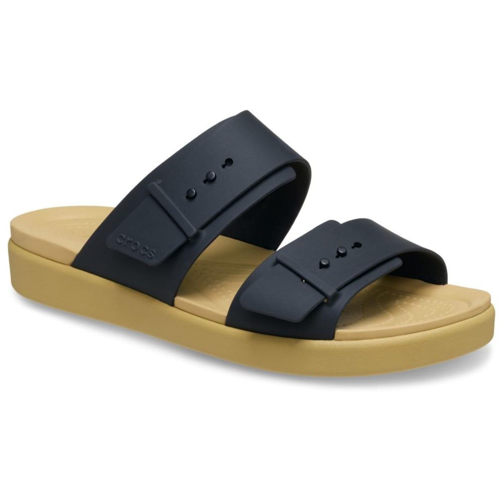 Vista 2 Sandália Crocs Brooklyn Buckle Downlow Black/Tan Preto Crocs preto black