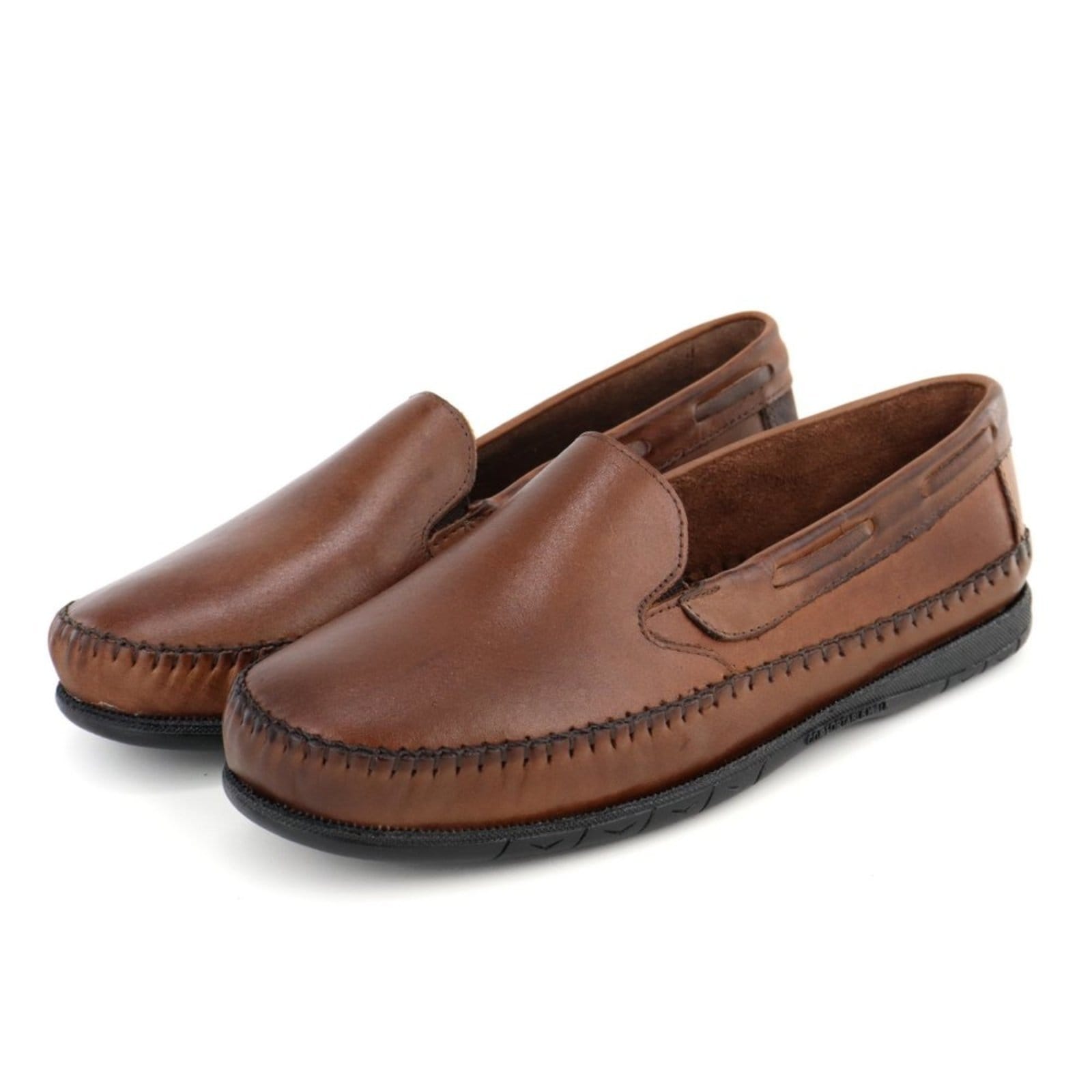 Sapato Mocassim Sapatilha em Couro Masculino Conhaque