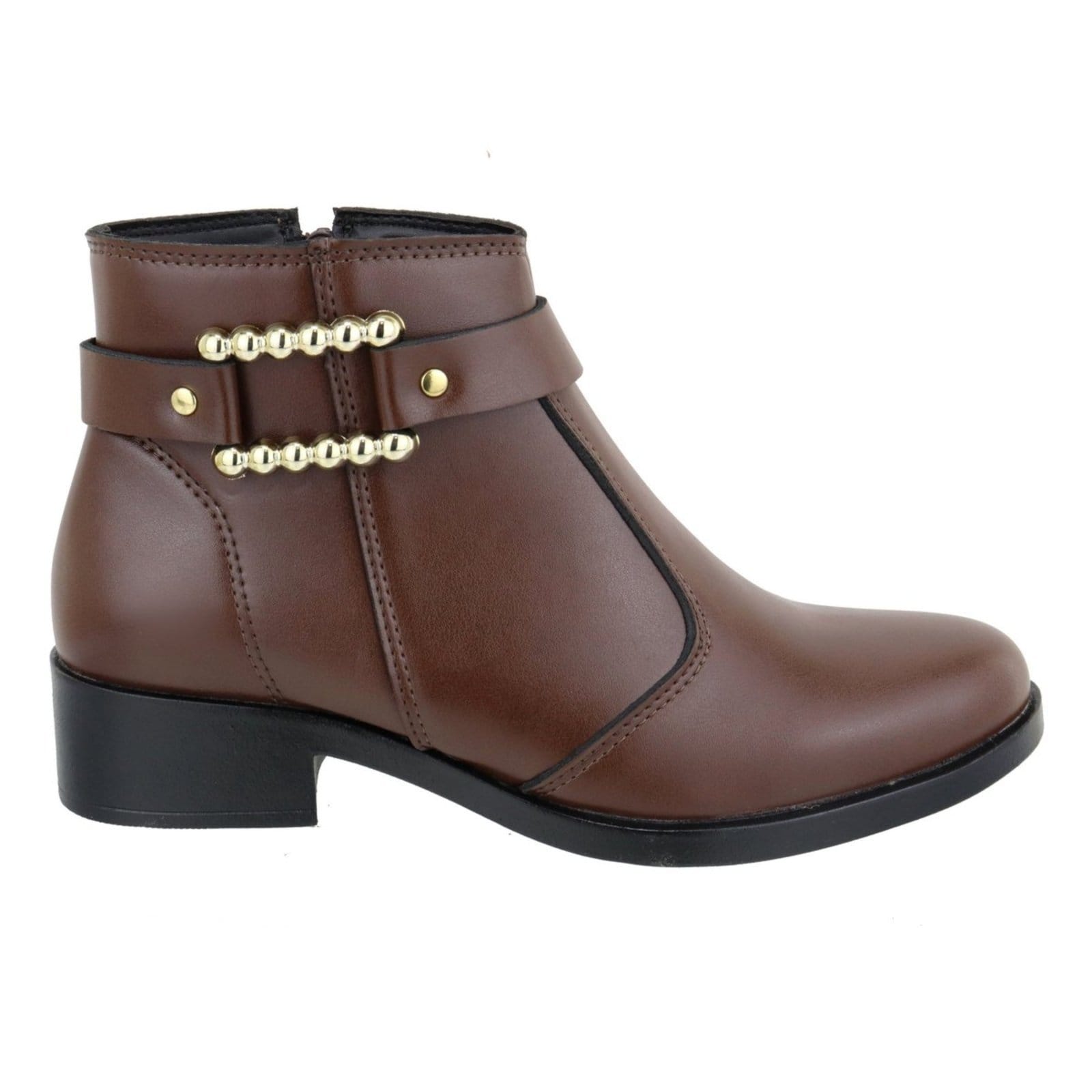 Vista 2 Bota Feminina Paula B Cano Curto Com Detalhe Em Abridão Chocolate PAULA B marrom