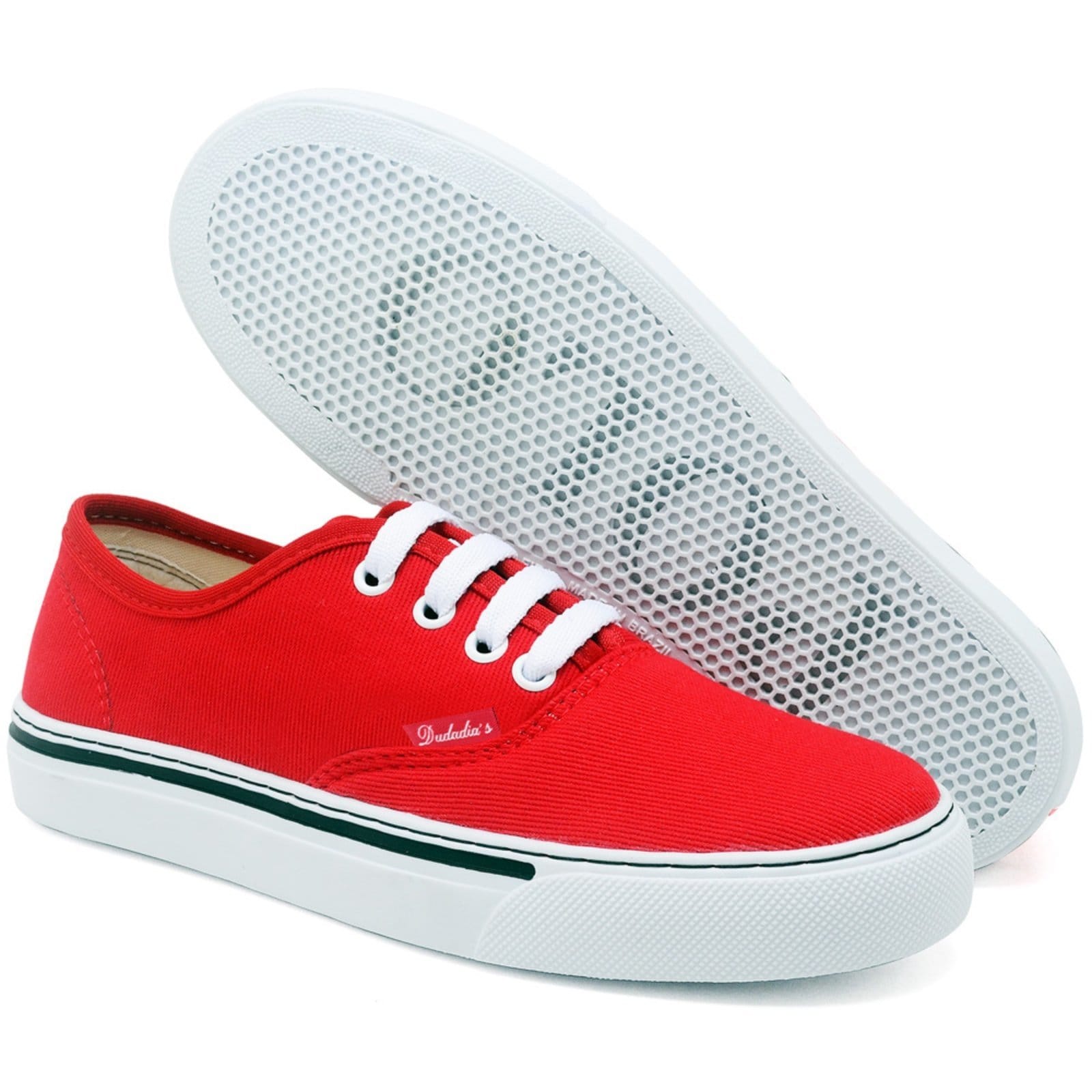 Vista 2 Tênis Feminino Adulto Juvenil Casual Leve em Lona Polo Blu vermelho