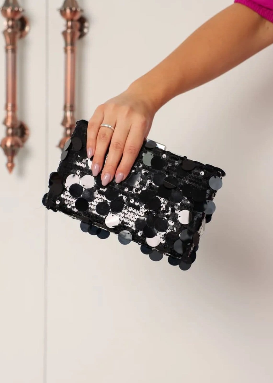 Bolsa Clutch Festa Casamento Madrinhas Retangular Paetês Cia do Vestido