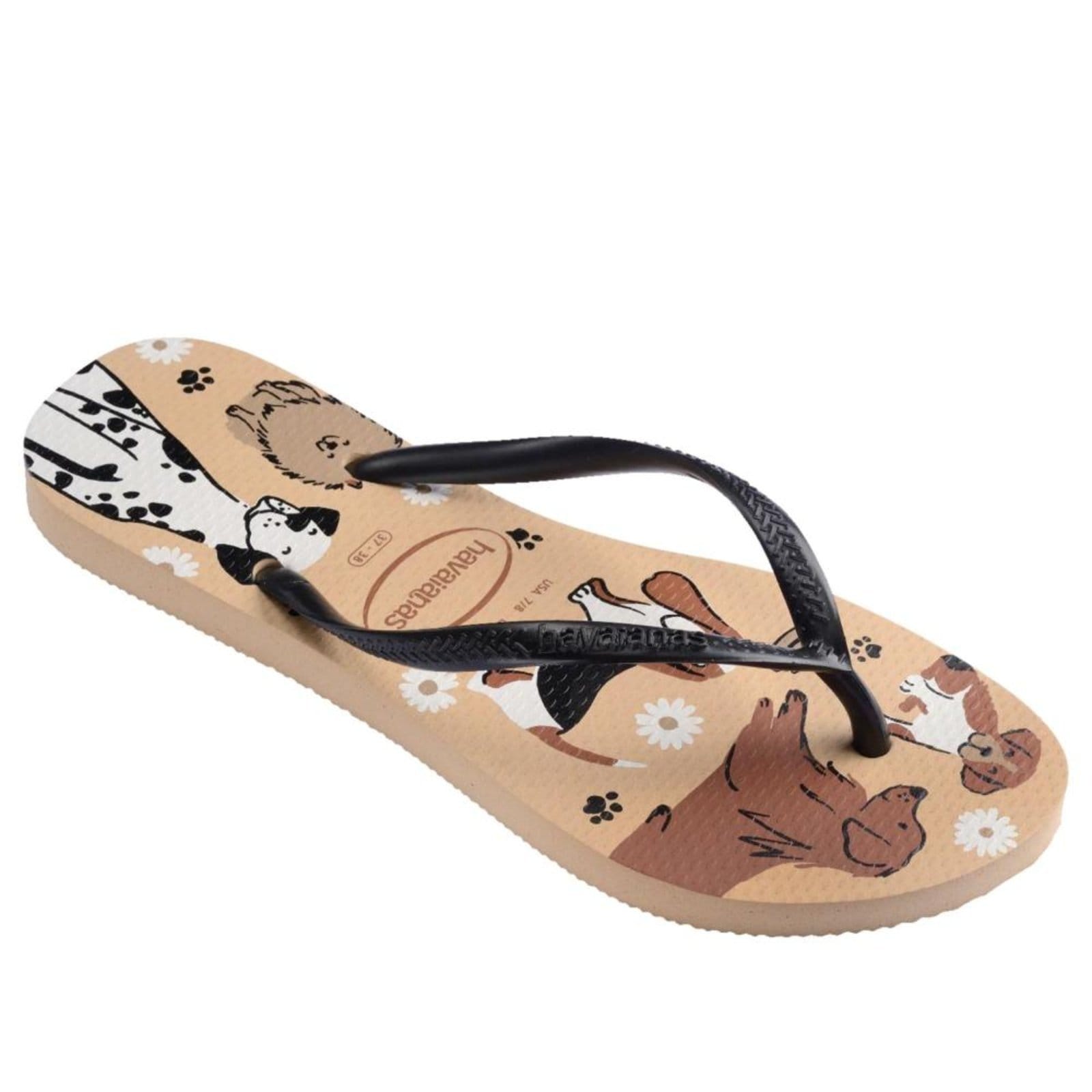 Vista 2 Chinelo Feminino Havaianas Pets Preto Havaianas dourado