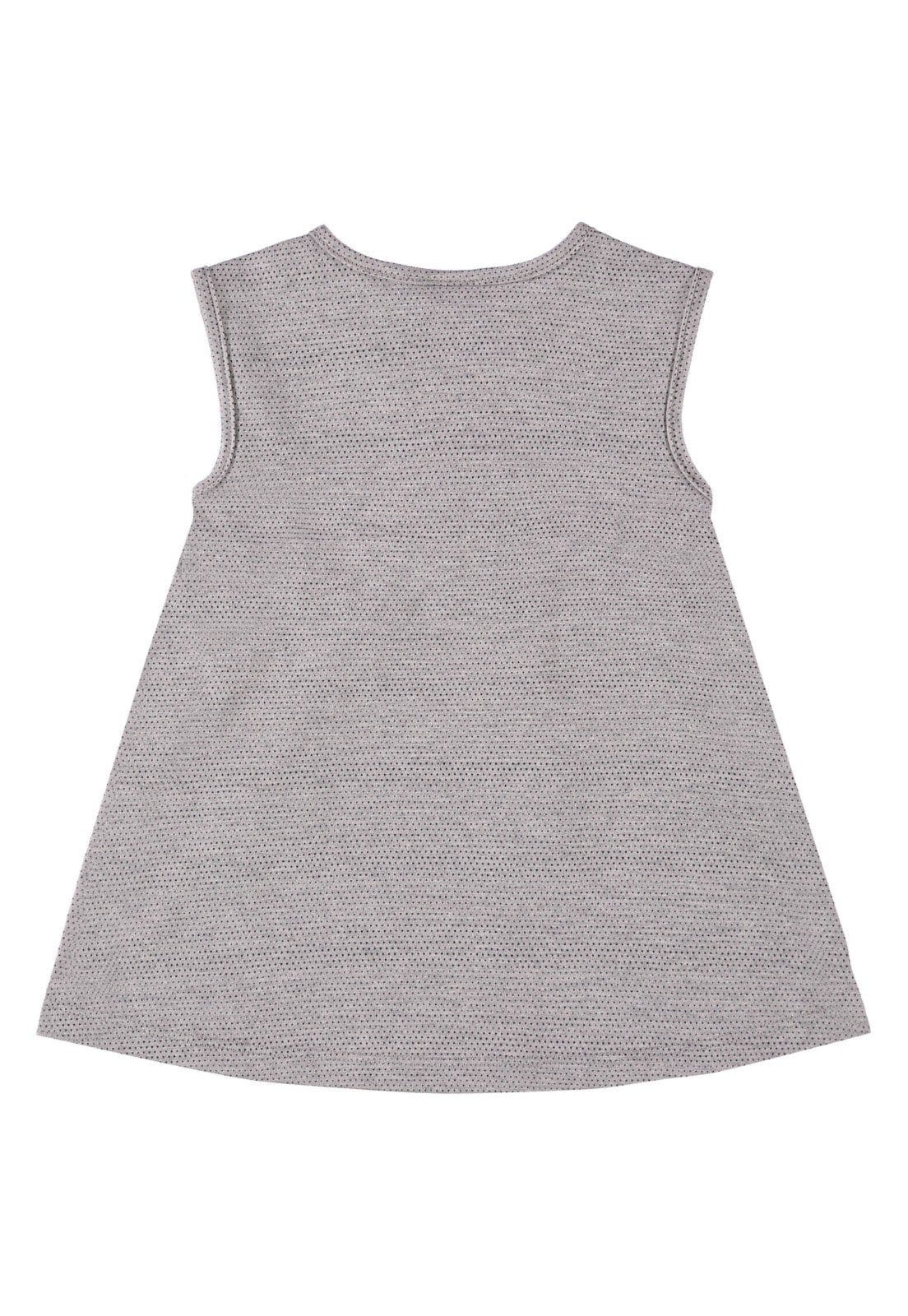 Vista 2 Infantil - Vestido em Malha Trabalhada para Menina Guloseima GULOSEIMA cinza