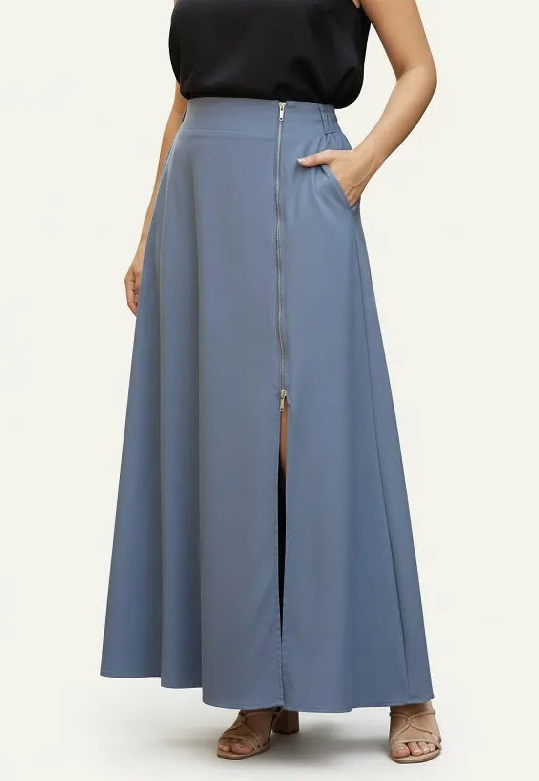 Saia Cabanafree Midi com Zíper Jeans - 2