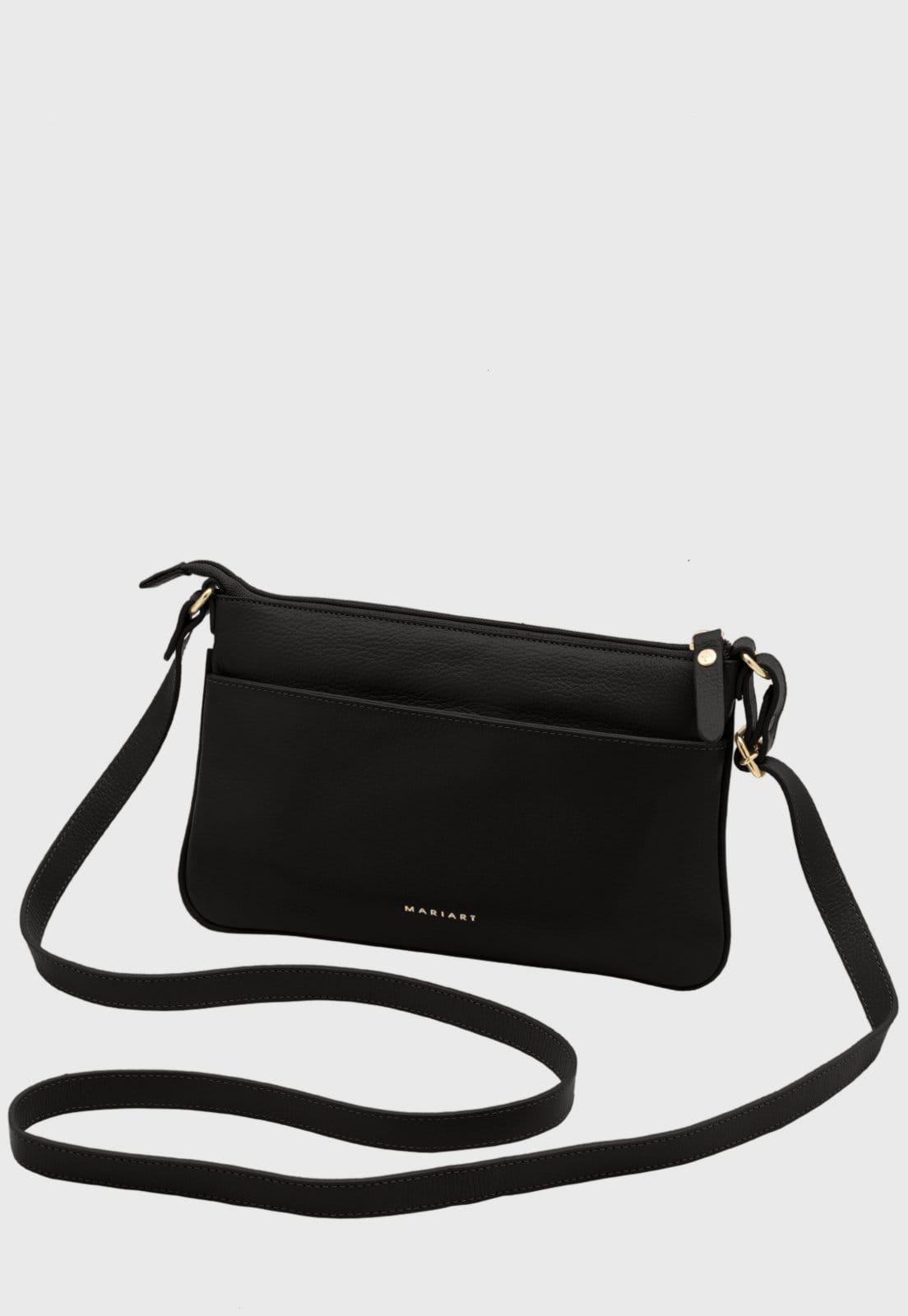 Bolsa Transversal Couro Mariart Girassol Preta