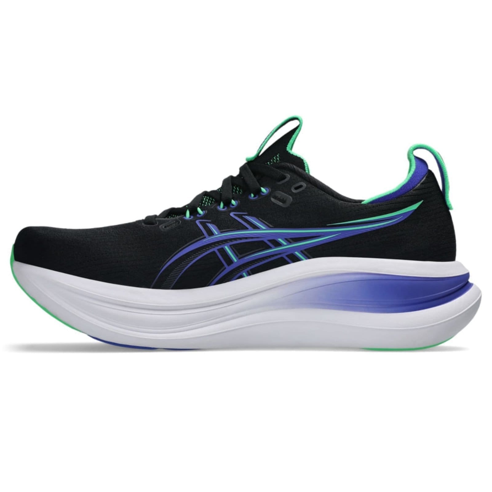 Vista 2 Tênis ASICS GEL Nimbus 28 - Masculino - Preto/Azul ASICS preto azul