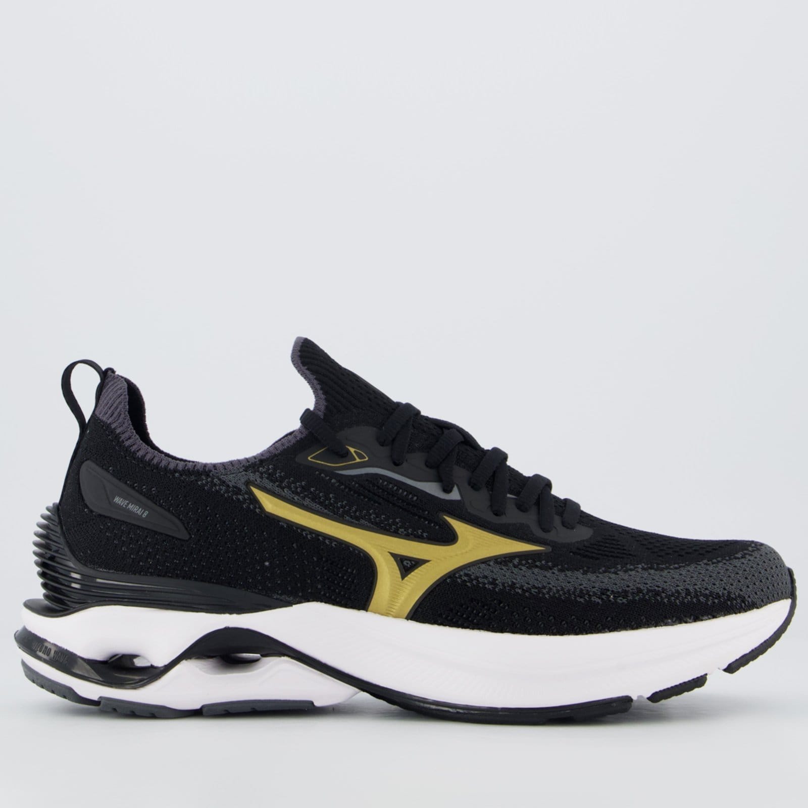Tênis Mizuno Wave Mirai 8 e Dourado
