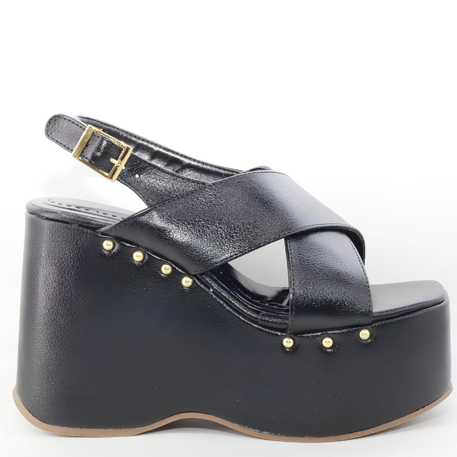 Sandália Anabela Plataforma Alta Feminina 182178 Floter Preta