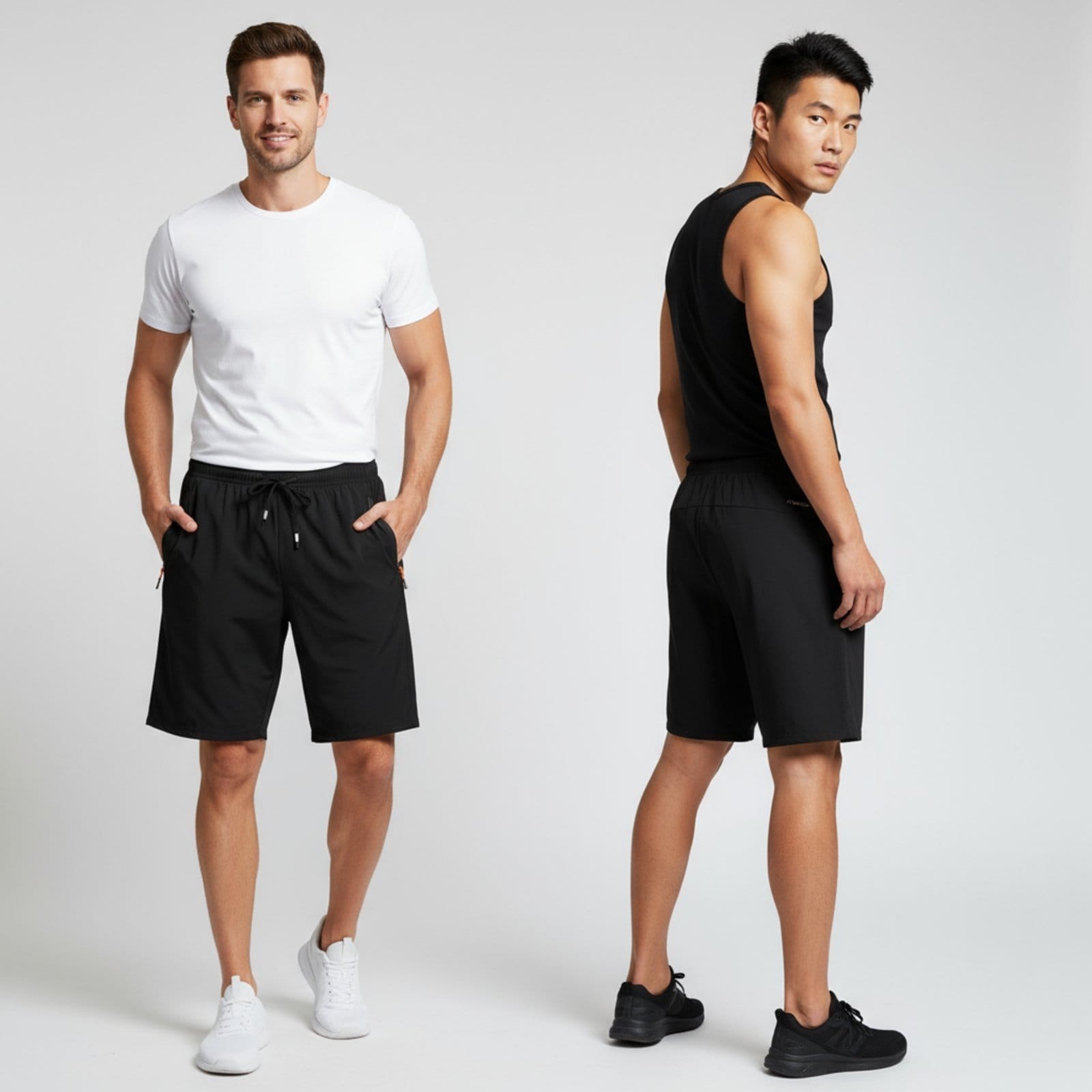 Vista 2 Bermuda Short Masculino Footz Esportiva Academia Bolsos Com Zíper Caminhada Corrida Dry Fit Footz preto