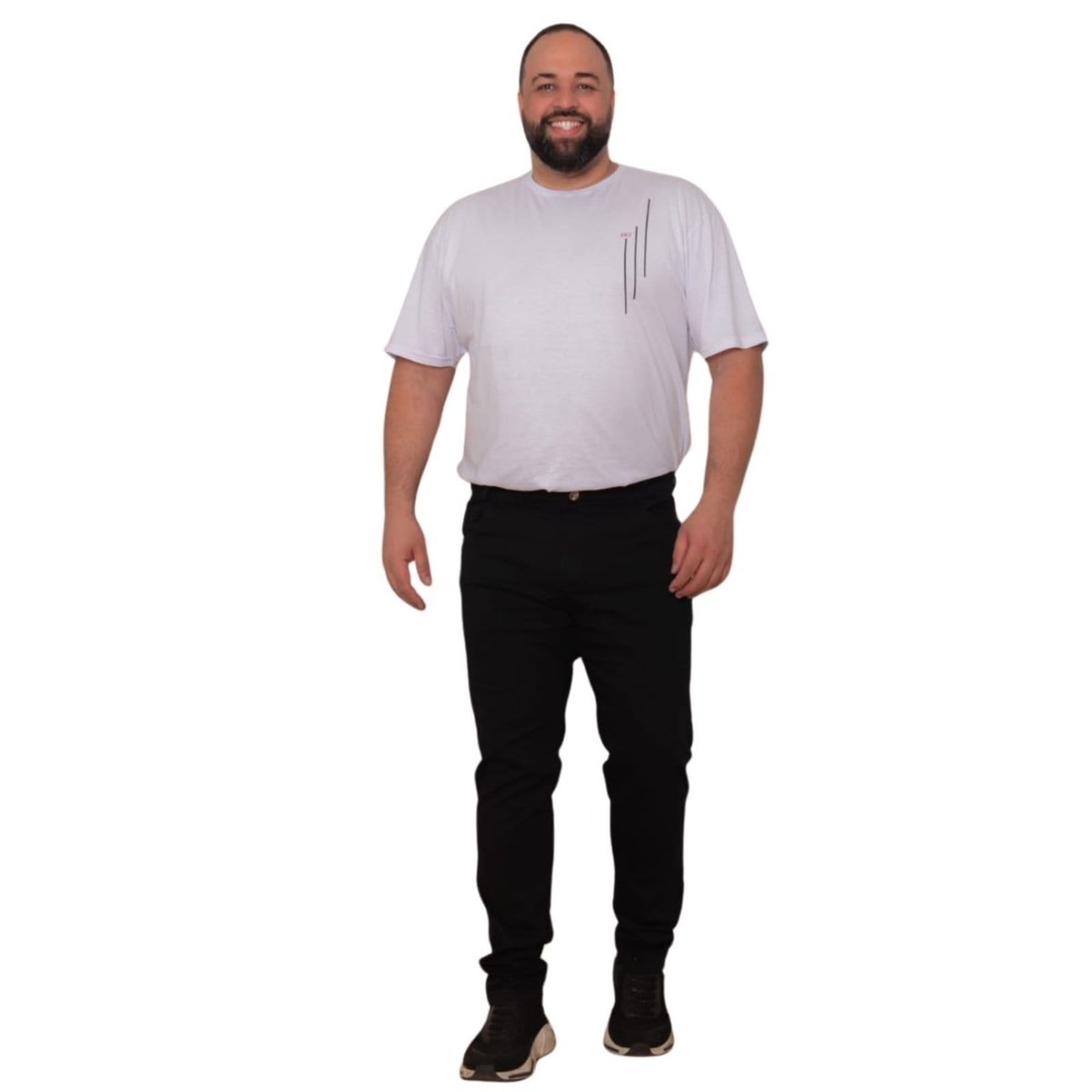 Vista 2 Calça Preta Tradicional Masculina Plus Size JEANS LIGHT preto