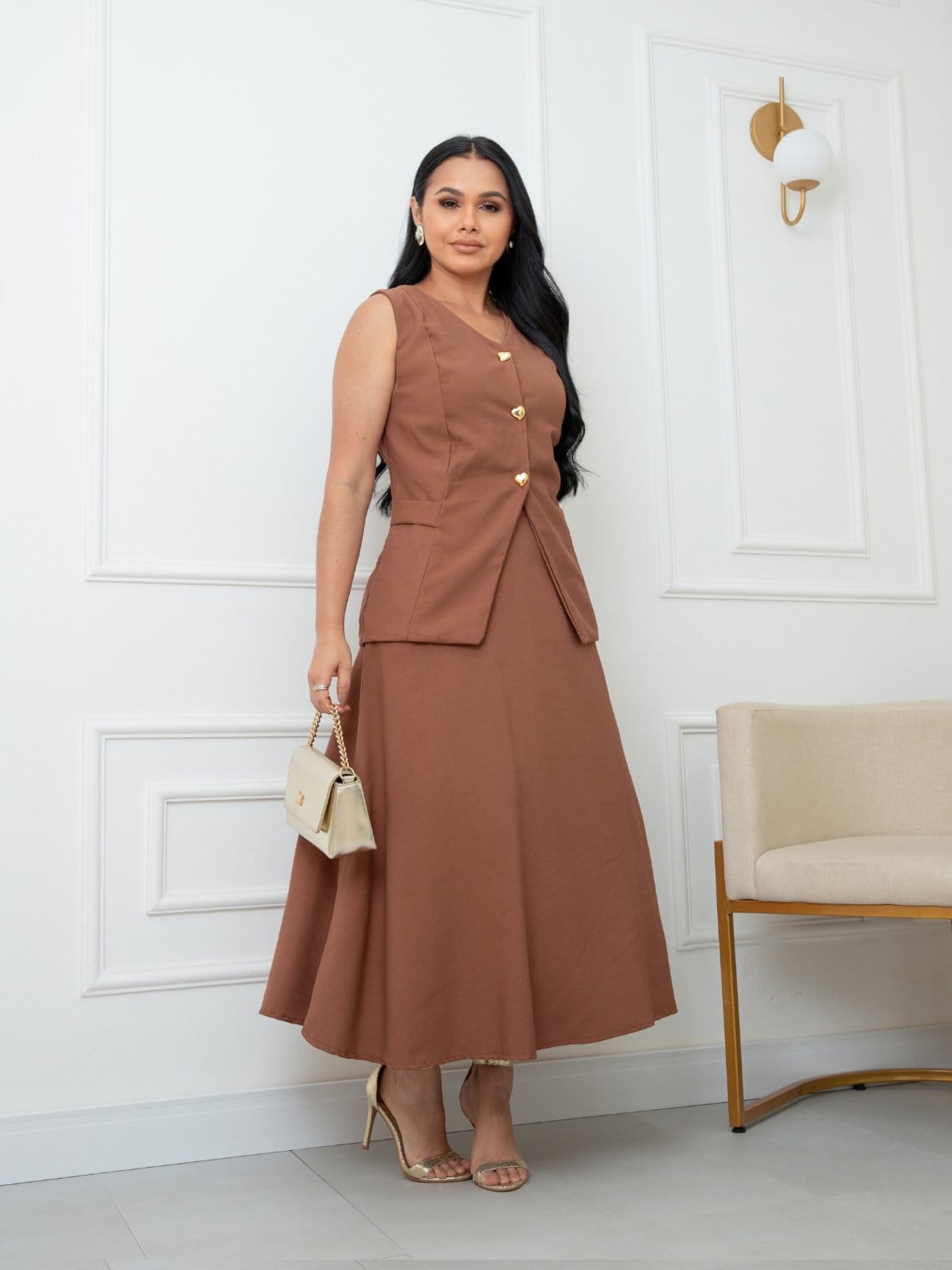 Conjunto Colete FS CONCEPT e Saia Longo Alfaiataria Casual e Confortavel