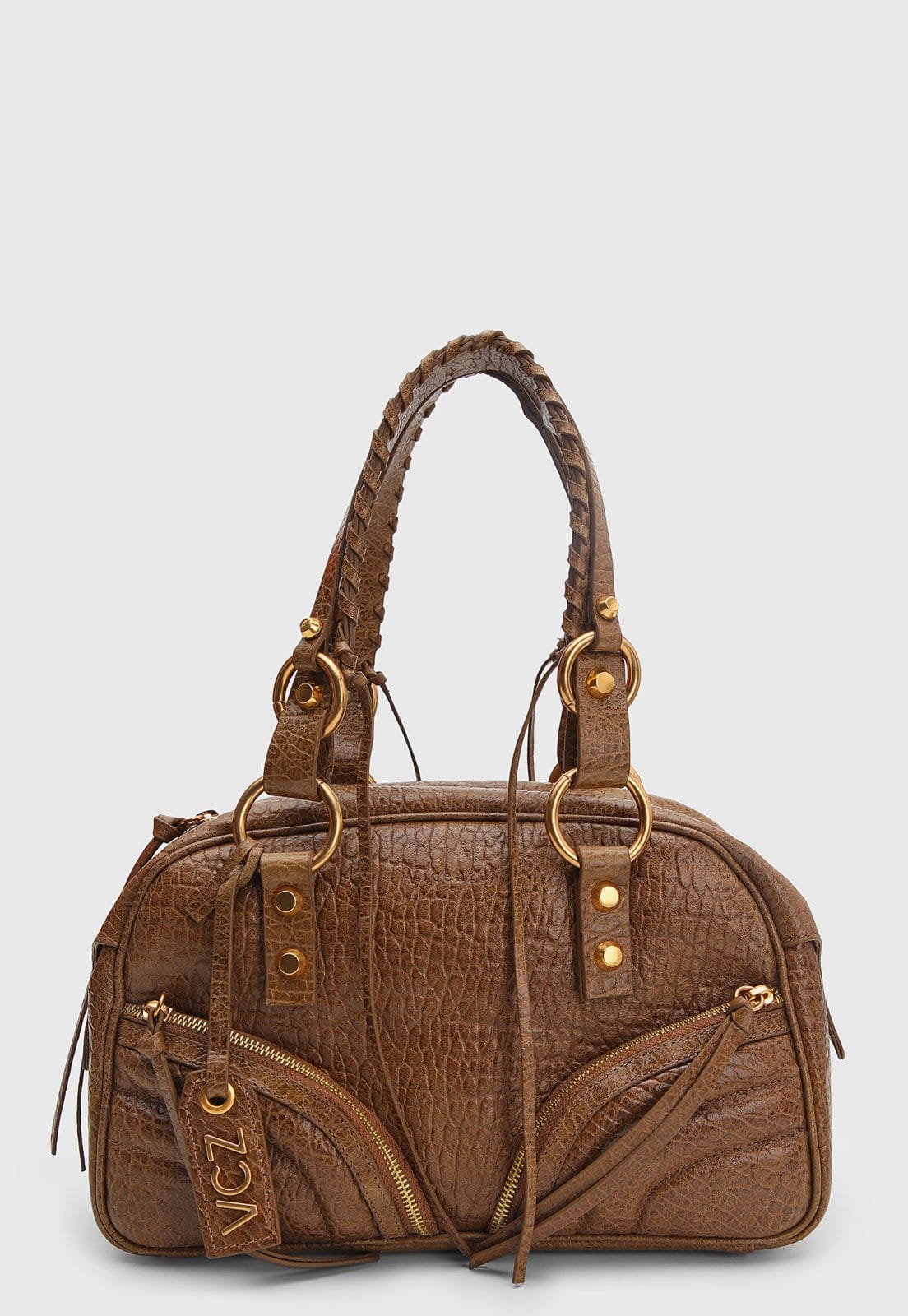 Bolsa Feminina Vicenza Alça Trançada Detalhes Dourados