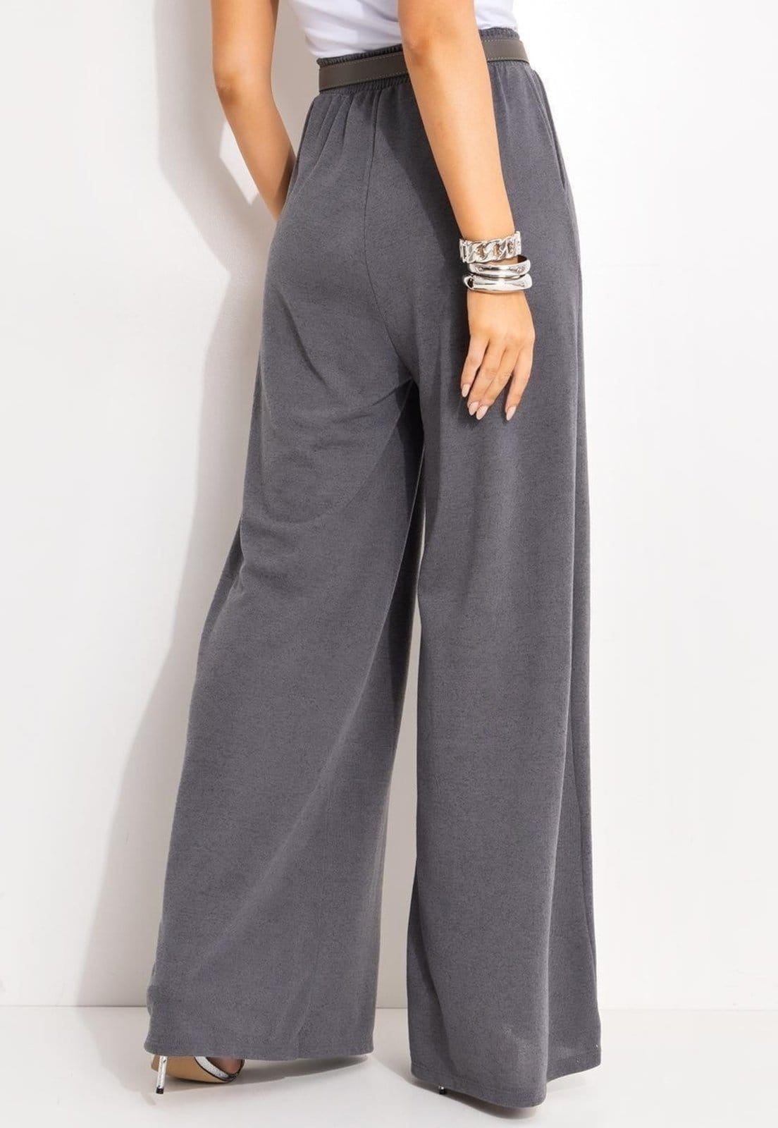 Vista 2 Calça Em Malha Tricô Quintess cinza