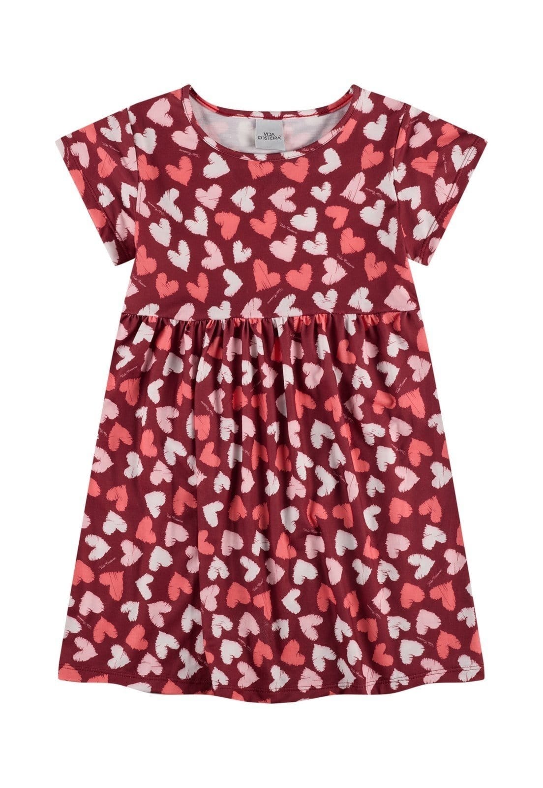 Vista 2 Infantil - Vestido Coraçãozinhos VIDA COSTEIRA vermelho