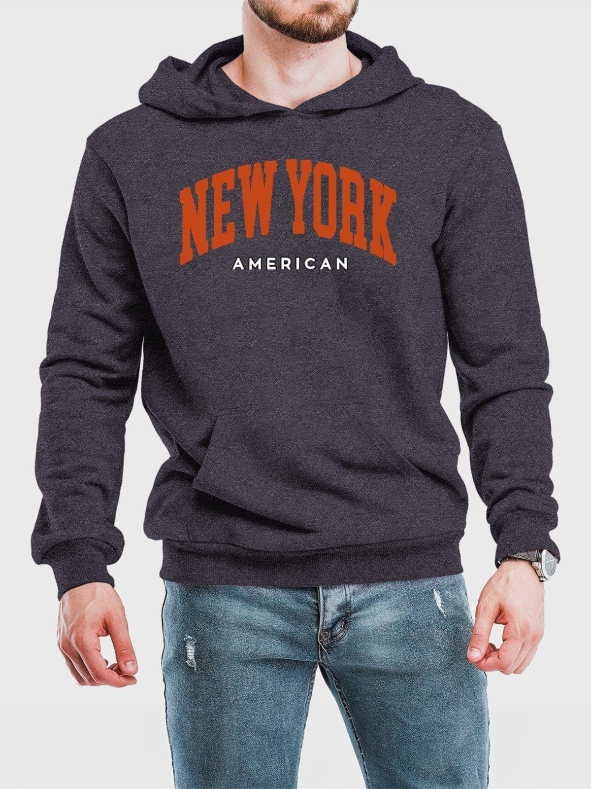 Moletom Canguru Flanelado com Capuz New York Benellys Chumbo