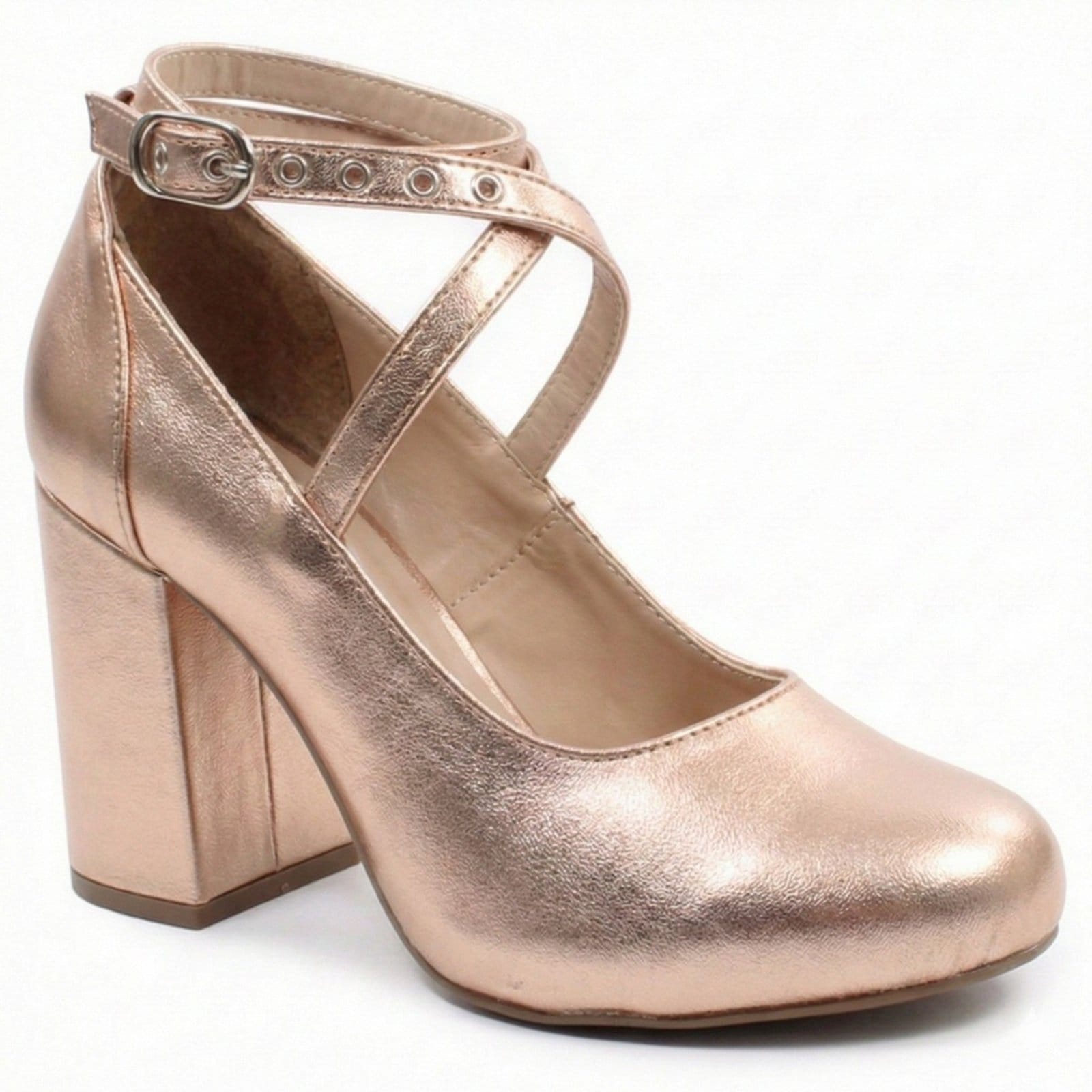 Vista 2 Sapato Modarpe Salto Grosso Boneca Rose Gold B62 Modarpe rosê rose