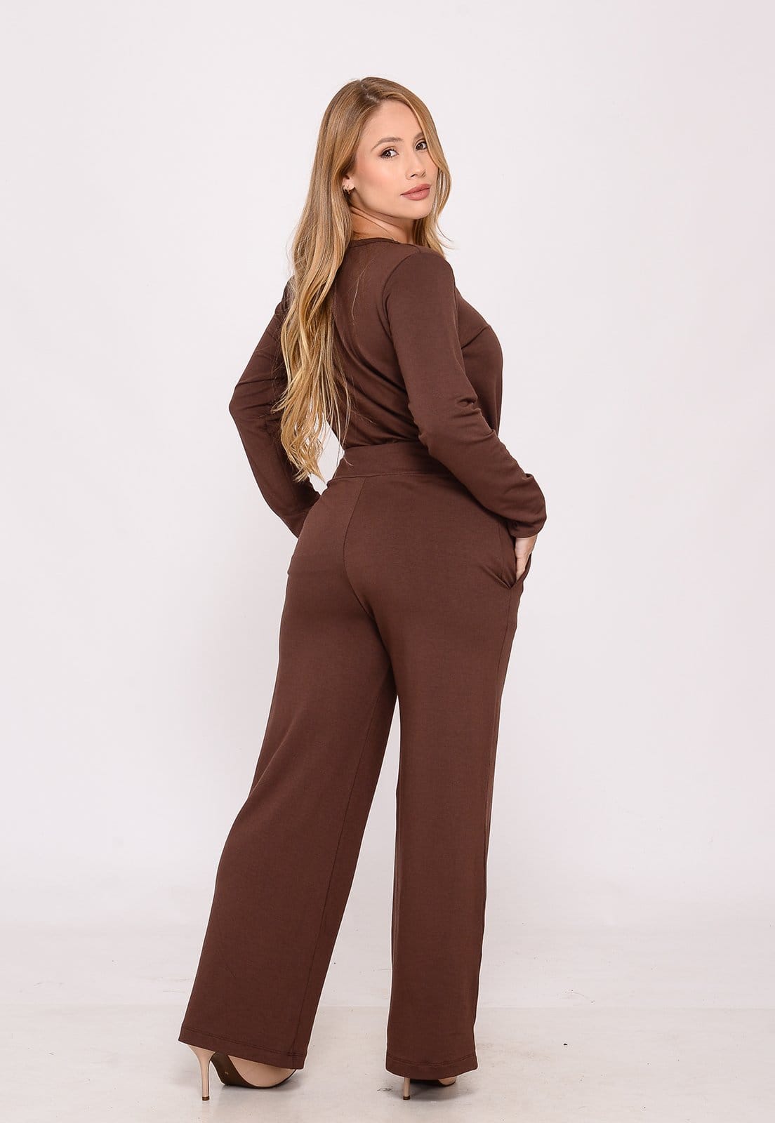 Vista 2 Conjunto Calça e Blusa de Moletinho BBonnie Milena BBonnie marrom