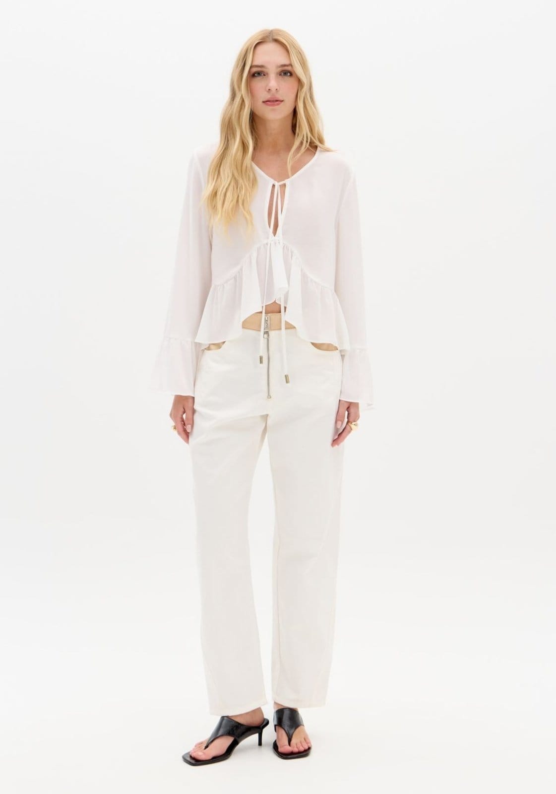 Calça Sarja Barrel Cintura Média