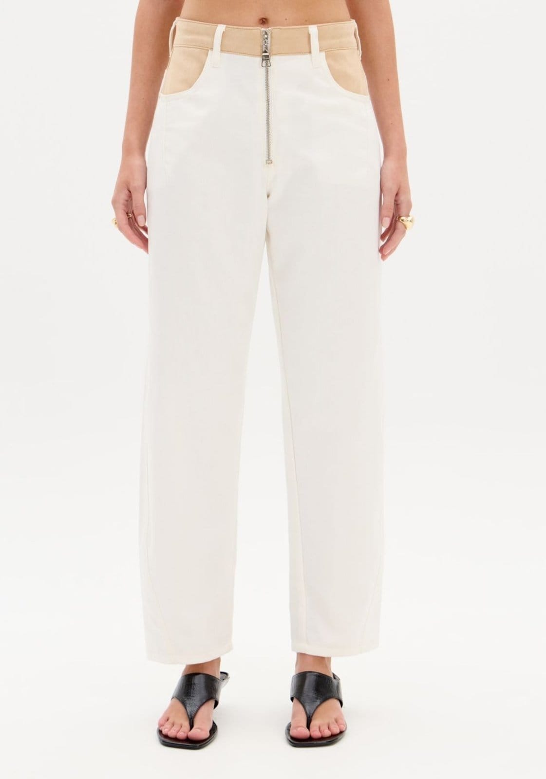 Vista 2 Calça Sarja Barrel Cintura Média My Favorite Things branco