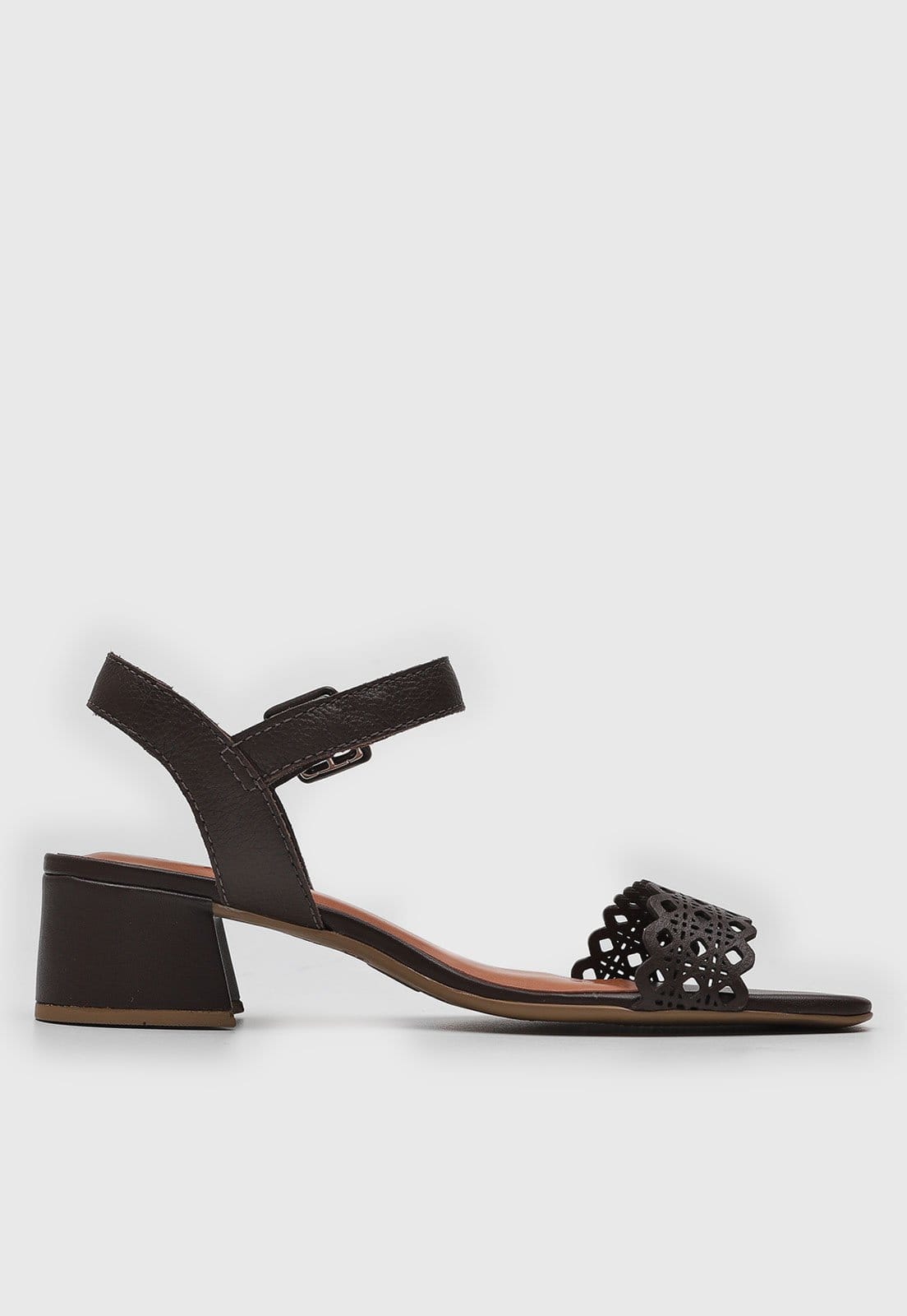 Vista 2 Sandália Feminina Bottero Salto Bloco Tiras Recorte a Laser Bottero marrom