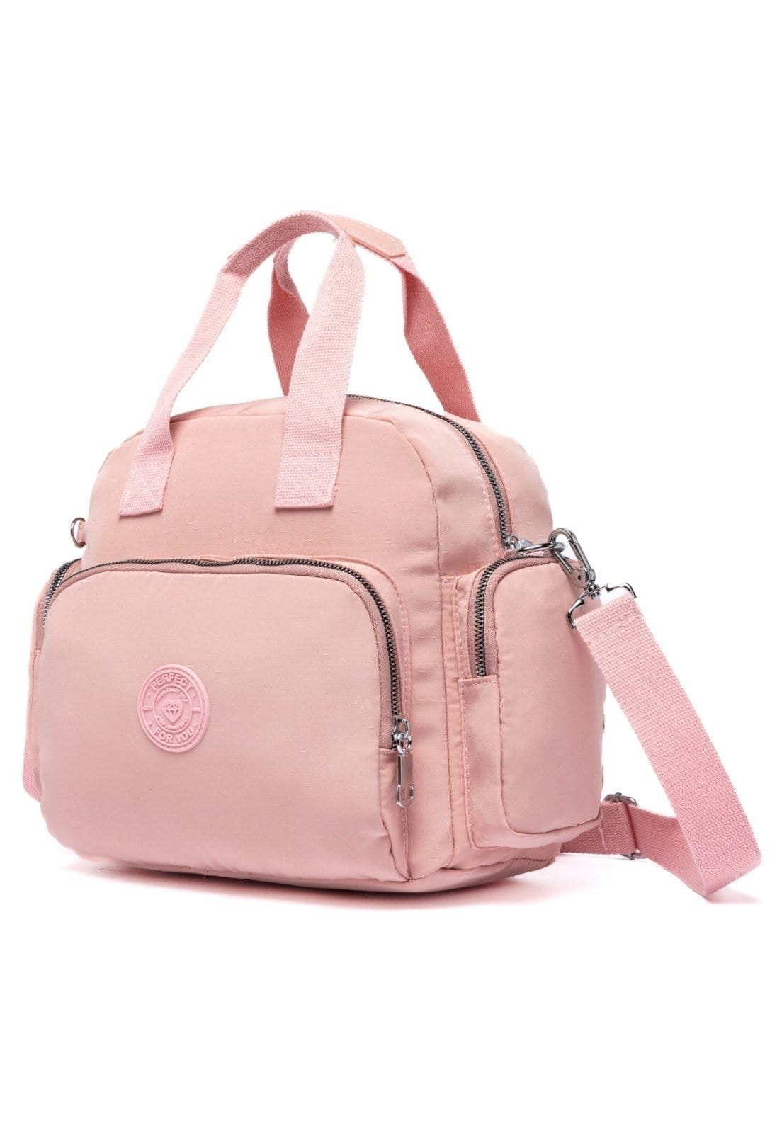 Vista 2 Bolsa Casual Antifurto Trabalho Faculdade Transversal 9L Usb Feminina Perfect For You rosa