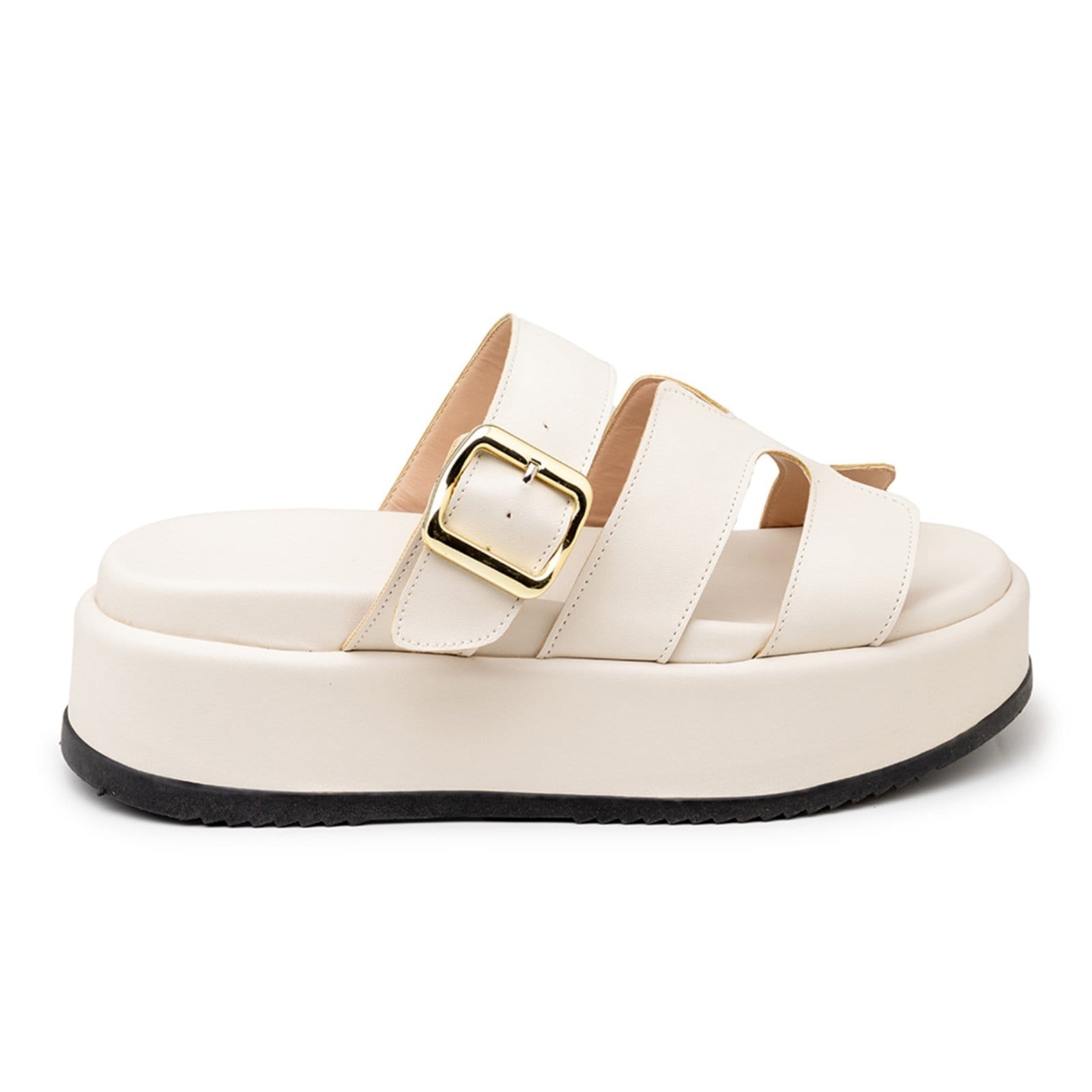 Vista 2 Sandália Feminina Papete Flatform H Tira com Fivela 5301 Off White Flor da Pele off-white white