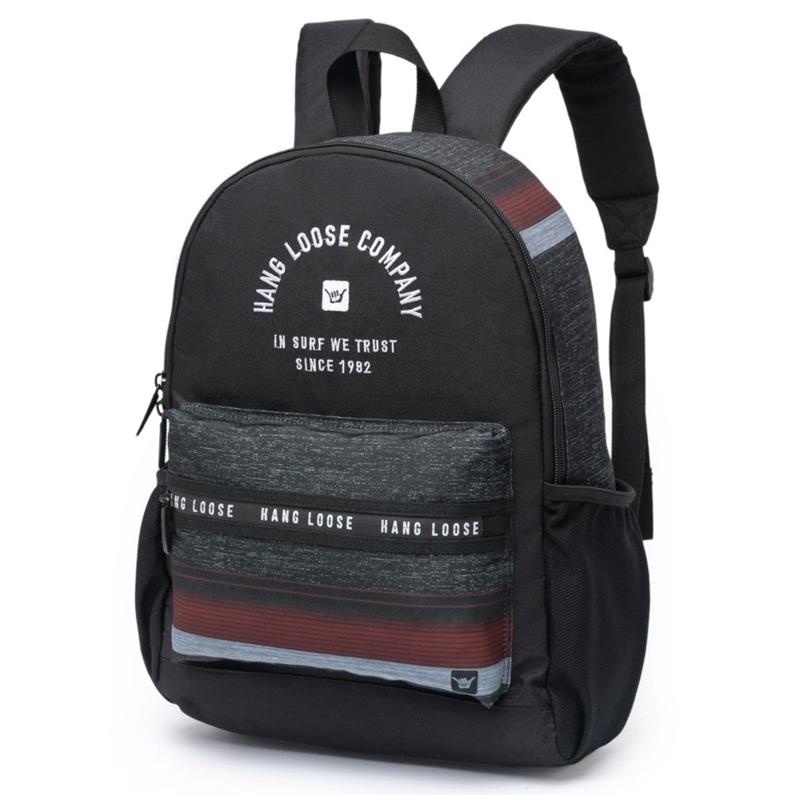 Vista 2 Mochila Masculina Escolar Trabalho Hang Loose Reforçada Hang Loose preto