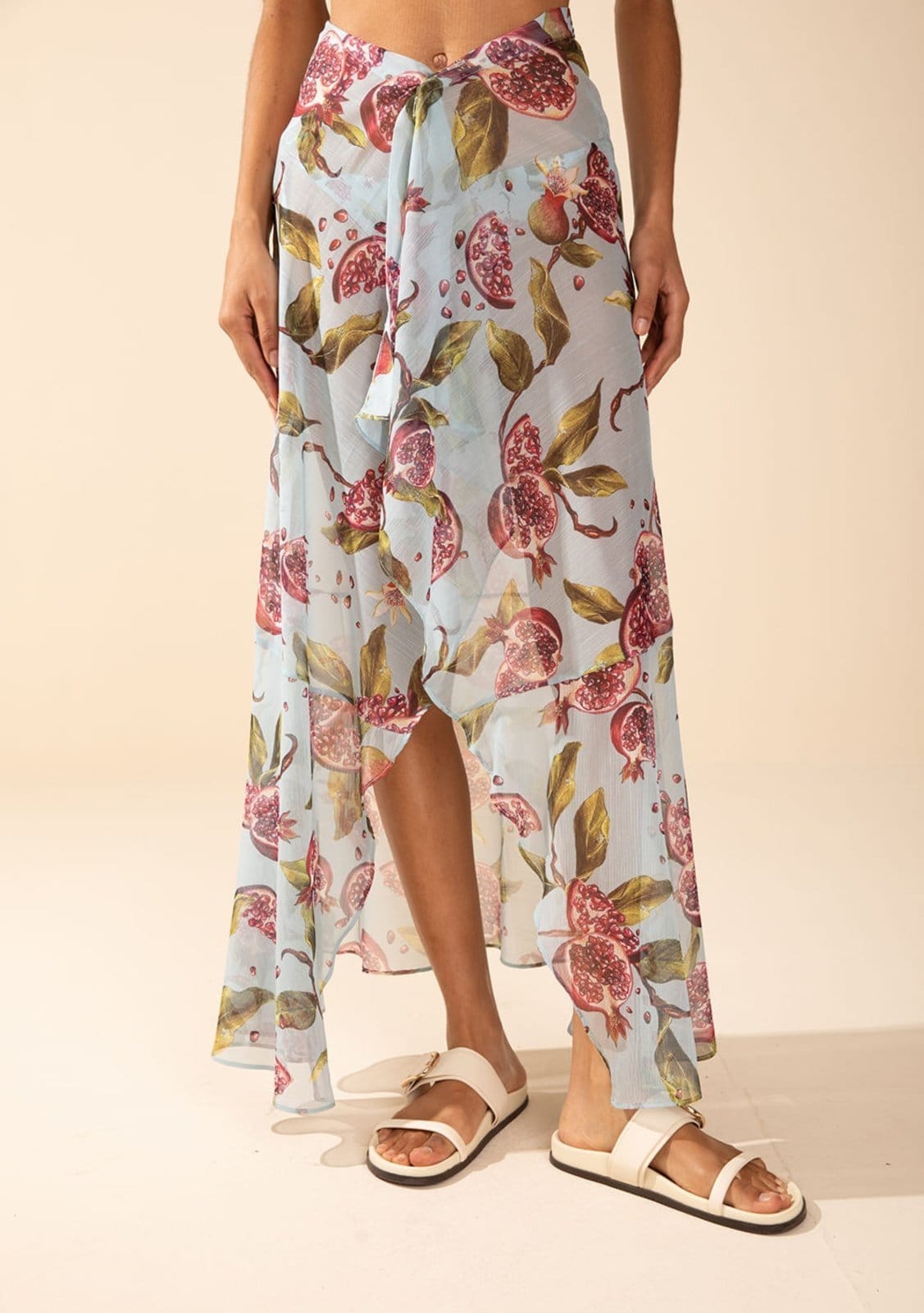 Vista 2 Saia Morena Rosa Reta édia Midi Azul Morena Rosa azul rosa