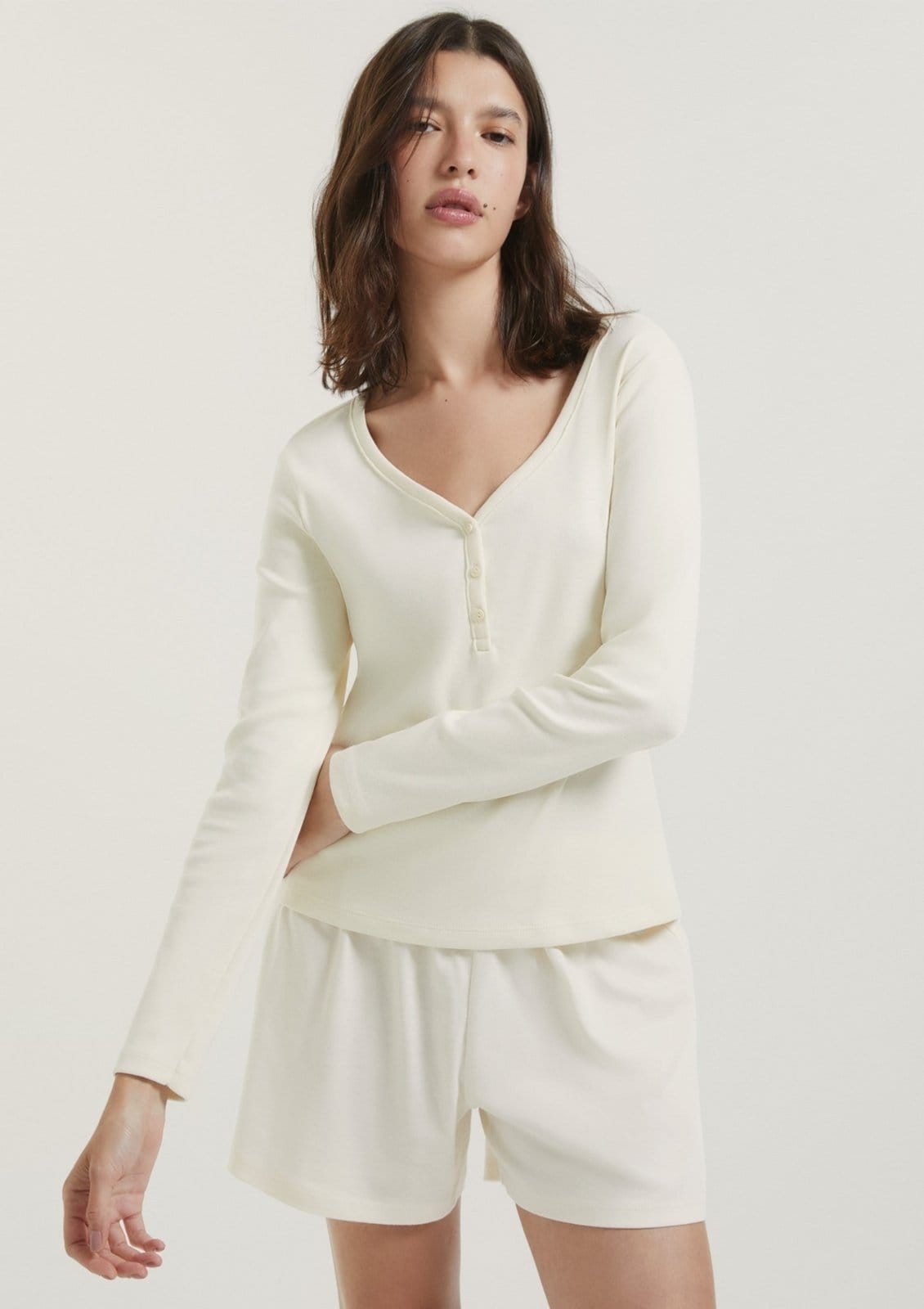 Pijama Feminino Manga Longa Em Malha Premium Hering