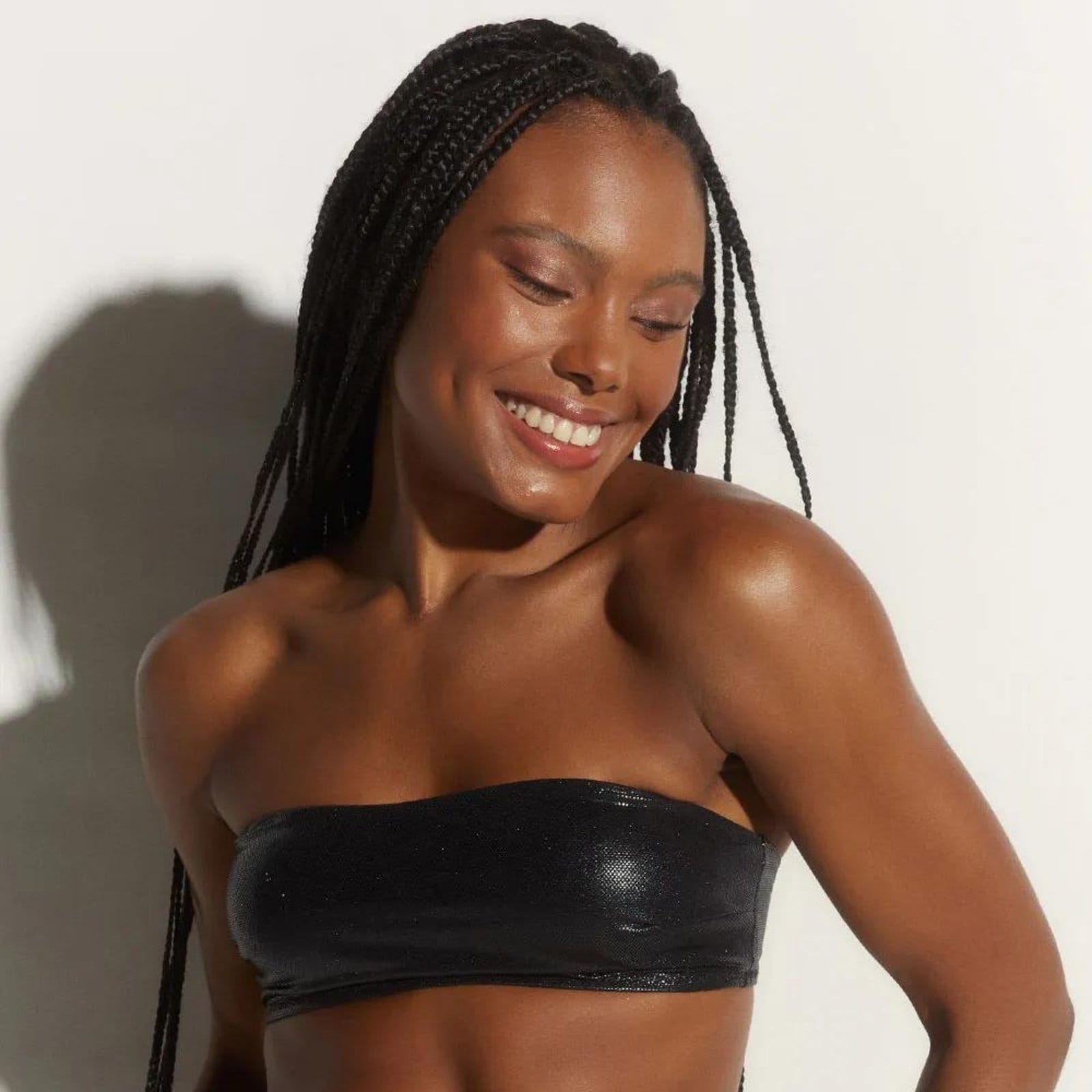 Top Faixa Metalizado Artemis Preto